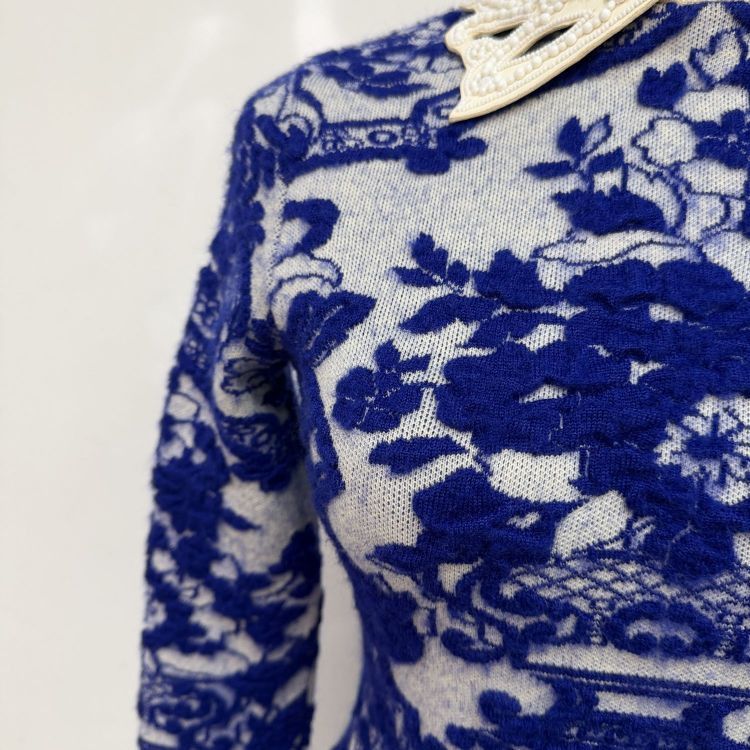 Valentino Valentino Beaded Collar Floral Midi Dress Size XS Size XS / US 0-2 / IT 36-38 - 7 Thumbnail