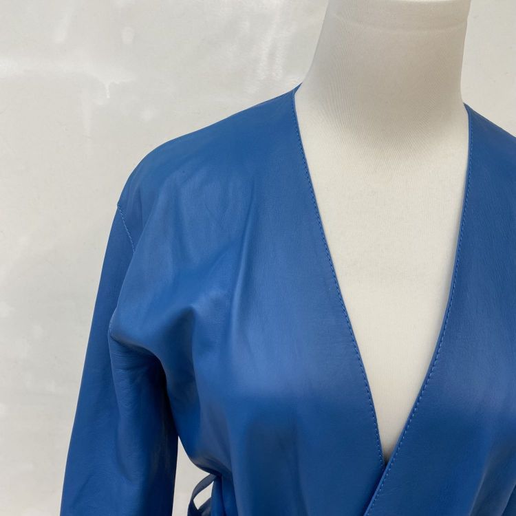 Loewe Loewe Blue Lambskin Tie Waist Coat Size 38 Size XS / US 0-2 / IT 36-38 - 7 Thumbnail