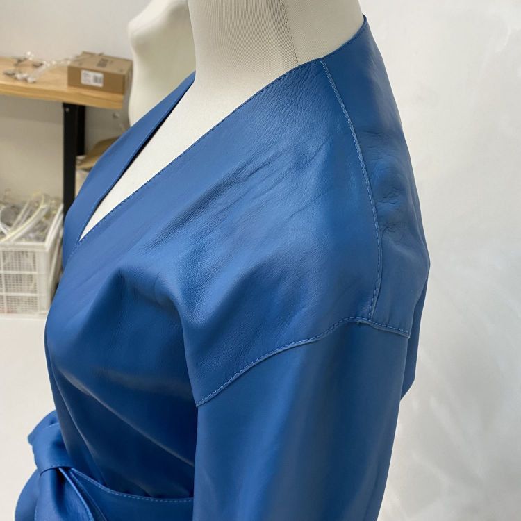 Loewe Loewe Blue Lambskin Tie Waist Coat Size 38 Size XS / US 0-2 / IT 36-38 - 8 Thumbnail
