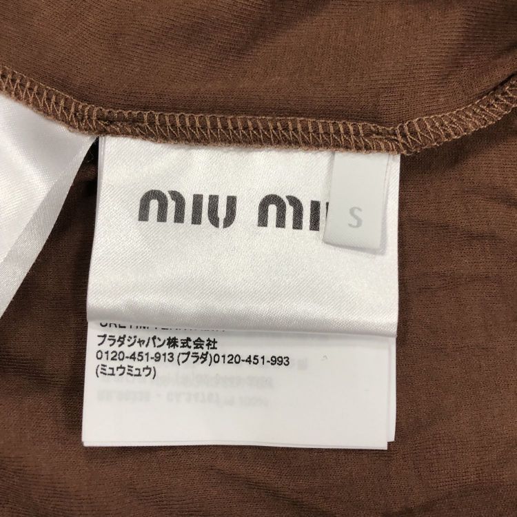 Miu Miu Miu Miu Brown Logo Patch Long Sleeve T-Shirt Size S Size S / US 4 / IT 40 - 4 Thumbnail