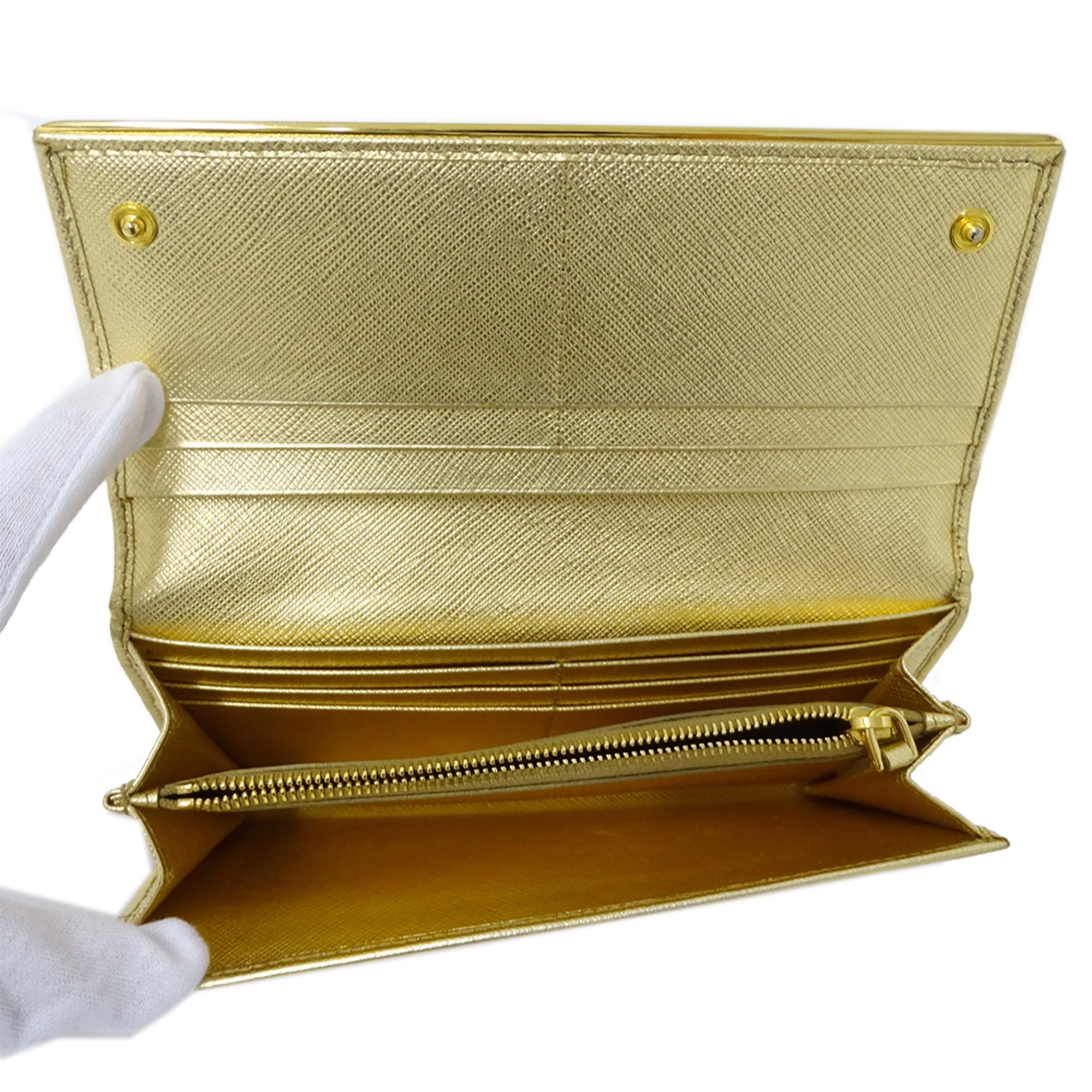 Prada Prada Women's Wallet, Brand Name Long Saffiano Leather, Metal, Gold, 1MH132 Size ONE SIZE - 5 Thumbnail