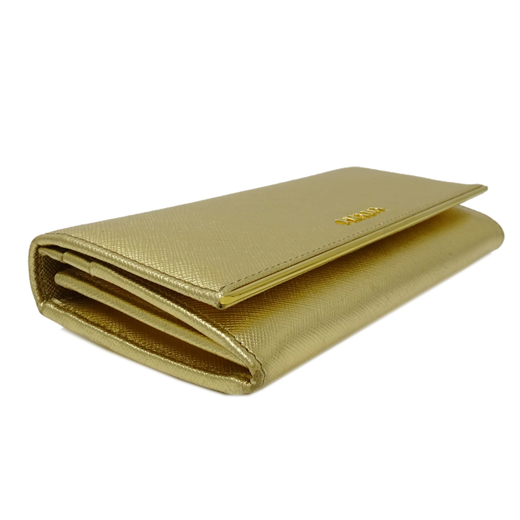 Prada Prada Women's Wallet, Brand Name Long Saffiano Leather, Metal, Gold, 1MH132 Size ONE SIZE - 4 Thumbnail