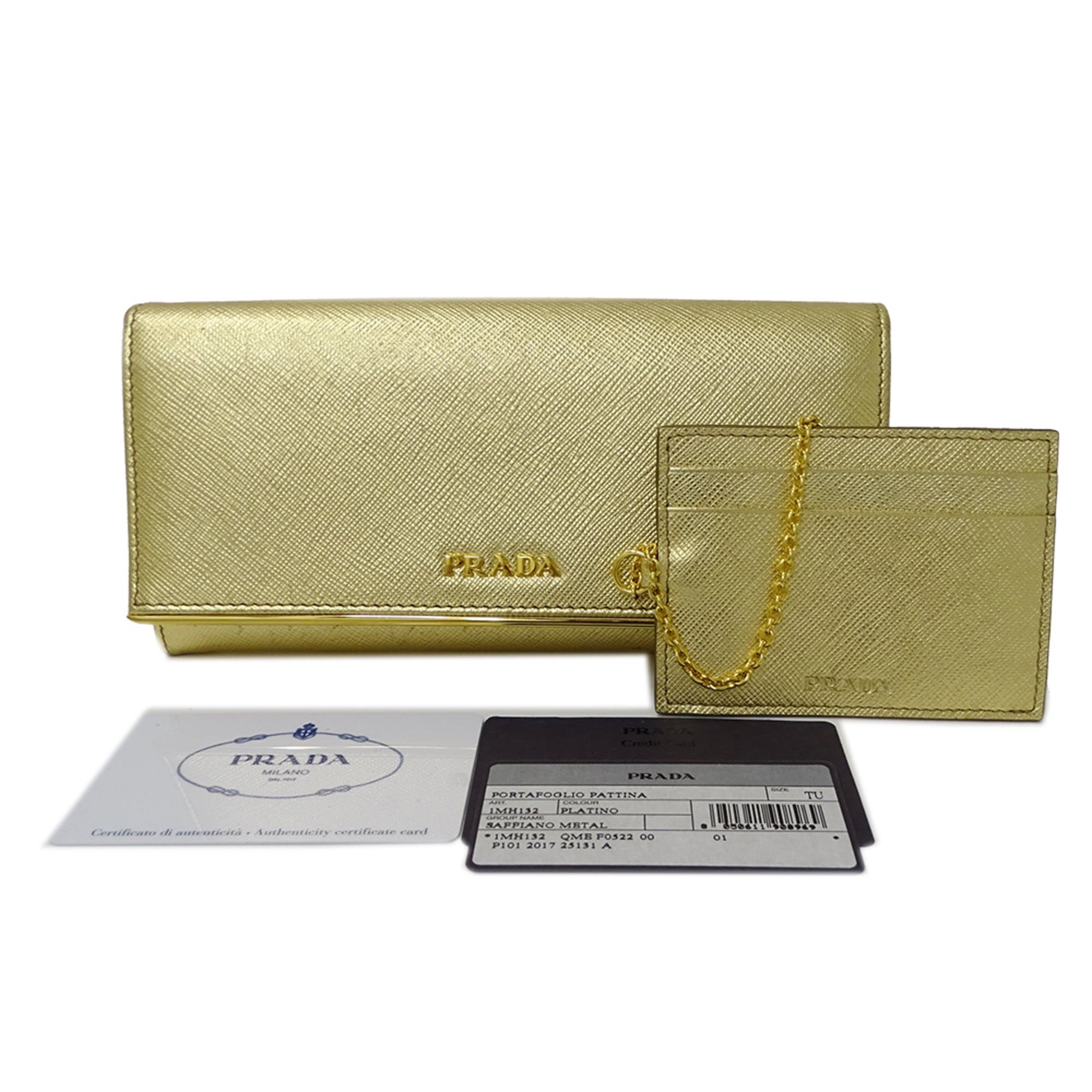 Prada Prada Women's Wallet, Brand Name Long Saffiano Leather, Metal, Gold, 1MH132 Size ONE SIZE - 7 Thumbnail