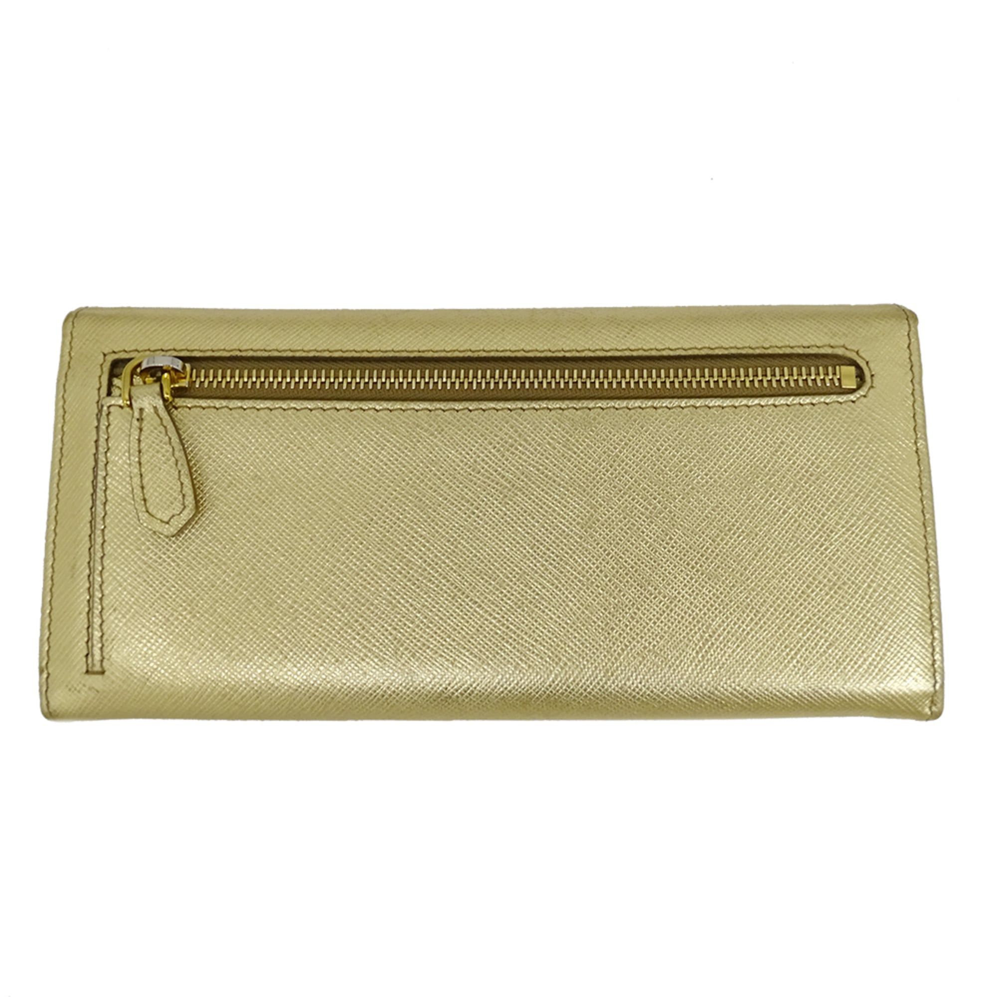 Prada Prada Women's Wallet, Brand Name Long Saffiano Leather, Metal, Gold, 1MH132 Size ONE SIZE - 2 Thumbnail