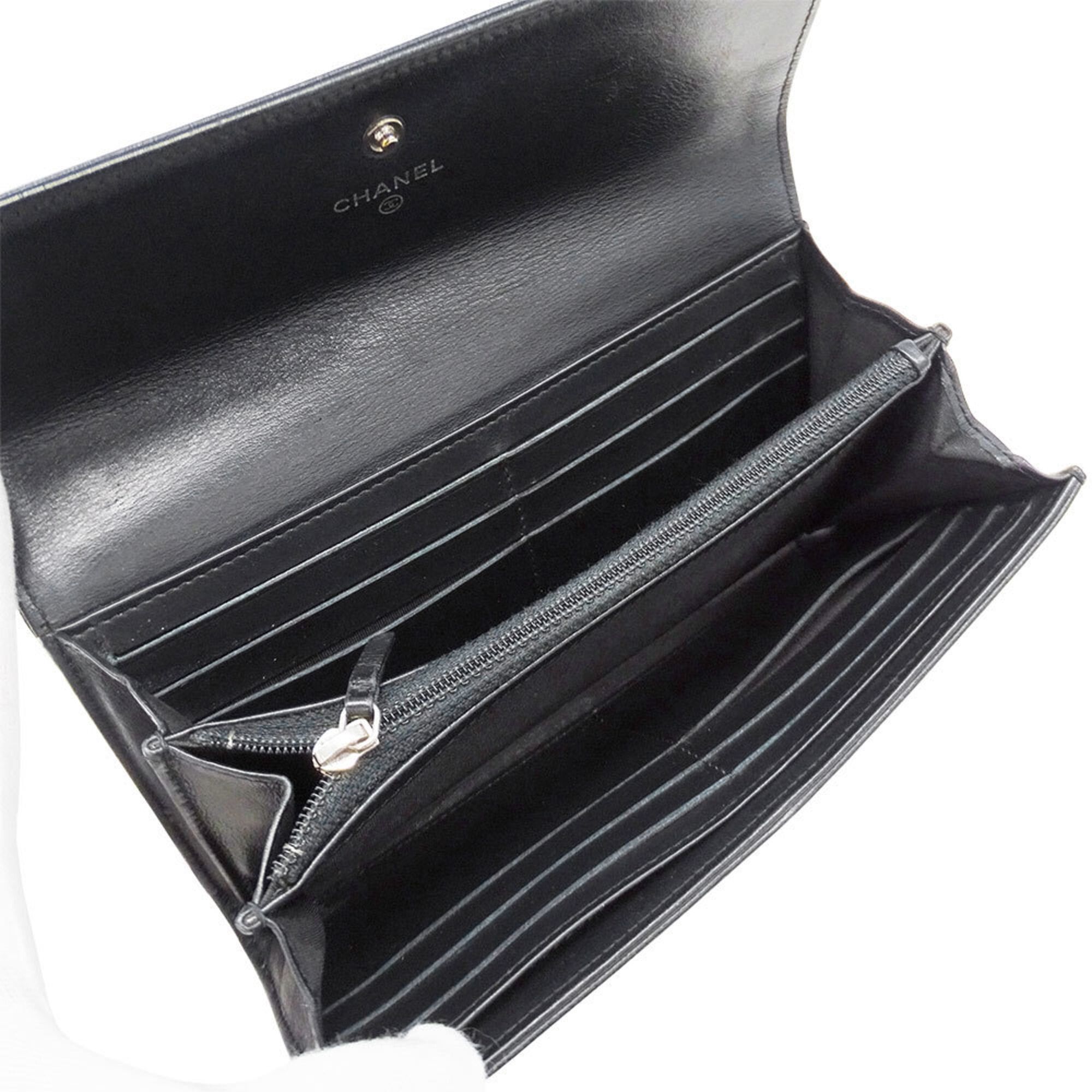 Chanel Chanel Women's Wallet, Brand Name Long Leather, Black, Silver Hardware, Flap Closure Size ONE SIZE - 5 Thumbnail