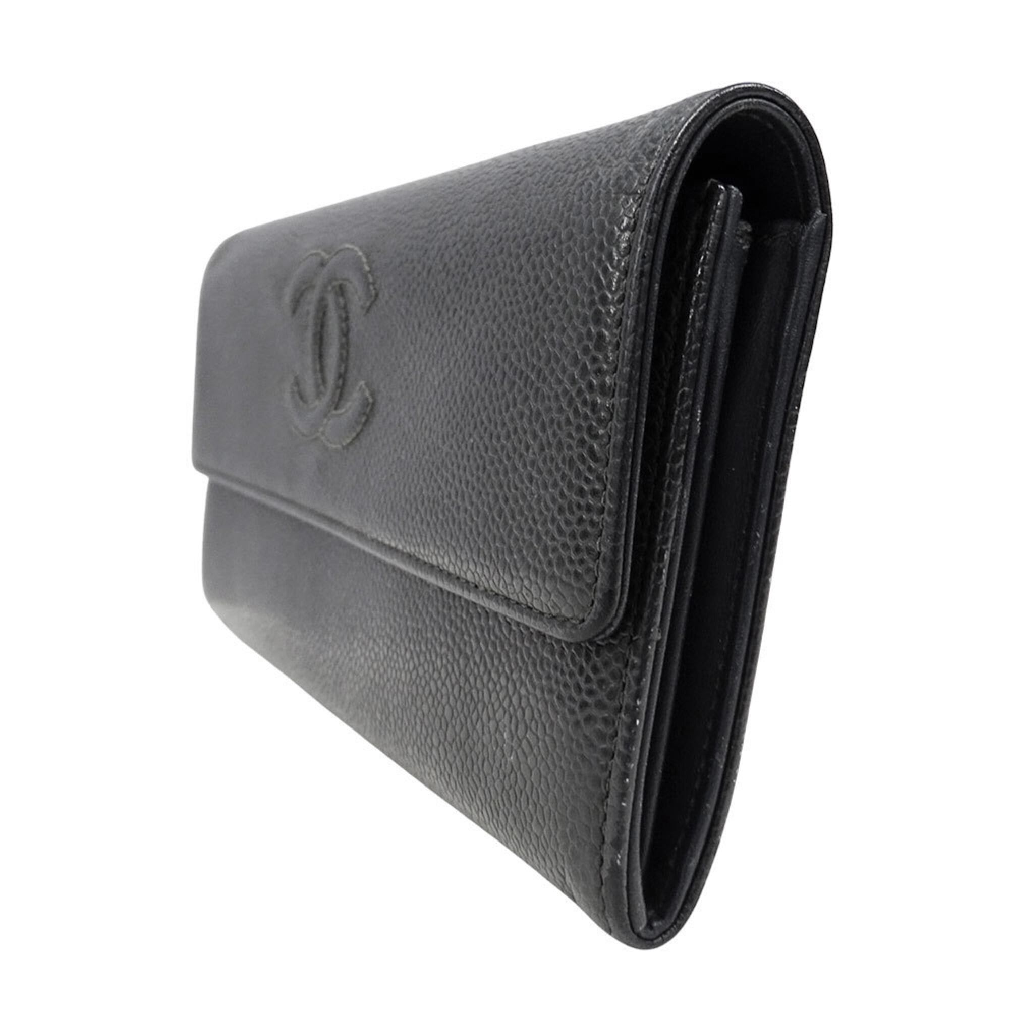 Chanel Chanel Women's Wallet, Brand Name Long Caviar Leather, Charcoal Gray, Flap Type Size ONE SIZE - 4 Thumbnail