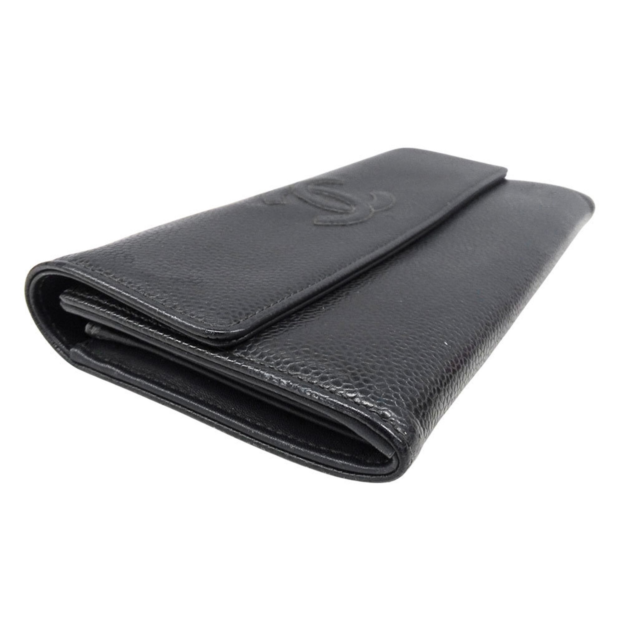 Chanel Chanel Women's Wallet, Brand Name Long Caviar Leather, Charcoal Gray, Flap Type Size ONE SIZE - 3 Thumbnail