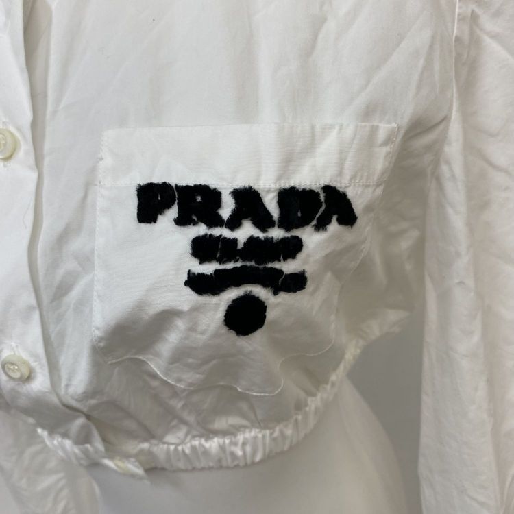Prada Prada Embroidered Logo Button Up Shirt Size 40 Size S / US 4 / IT 40 - 7 Thumbnail