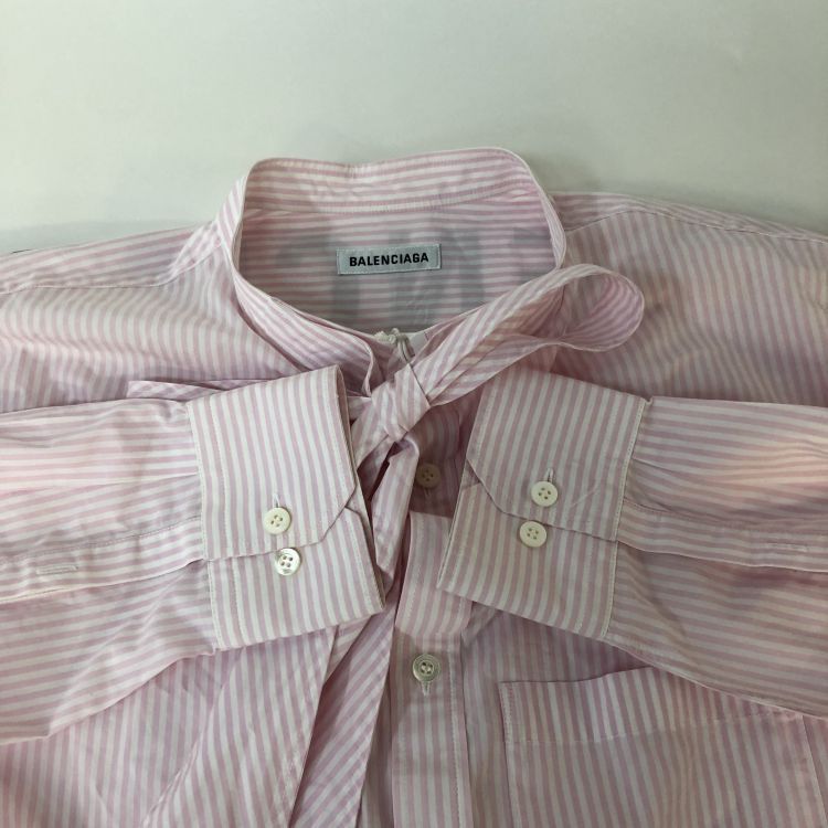 Balenciaga Balenciaga Striped Logo Button Up Shirt Size 34 Size XS / US 0-2 / IT 36-38 - 9 Thumbnail