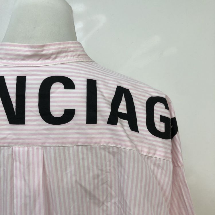 Balenciaga Balenciaga Striped Logo Button Up Shirt Size 34 Size XS / US 0-2 / IT 36-38 - 8 Thumbnail