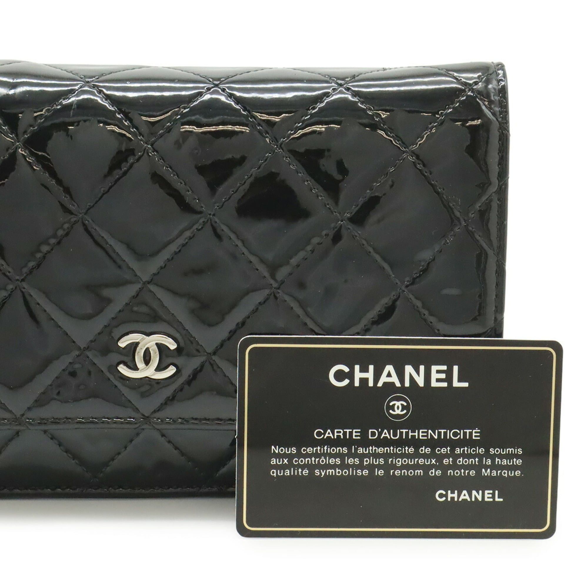 Chanel CHANEL Matelassé Coco Mark Wallet Chain Shoulder Bag Enamel Patent Leather Black A33814 Size ONE SIZE - 10 Thumbnail