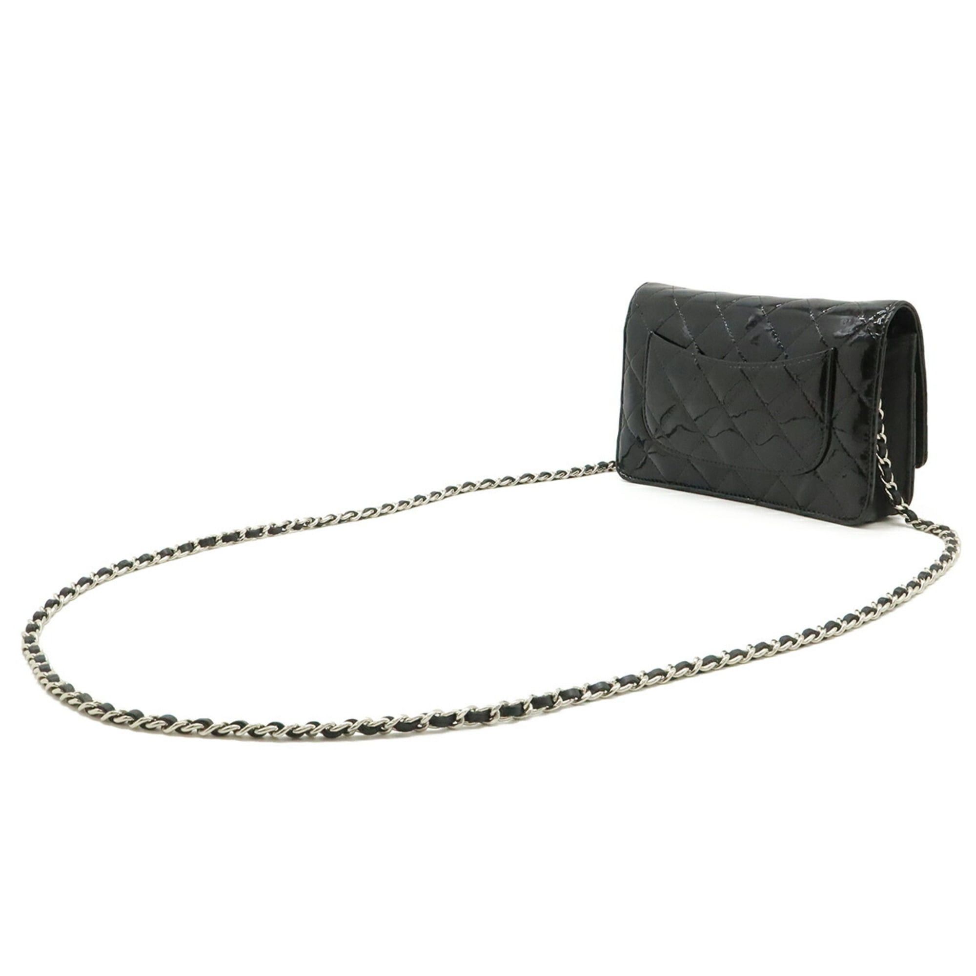 Chanel CHANEL Matelassé Coco Mark Wallet Chain Shoulder Bag Enamel Patent Leather Black A33814 Size ONE SIZE - 3 Thumbnail