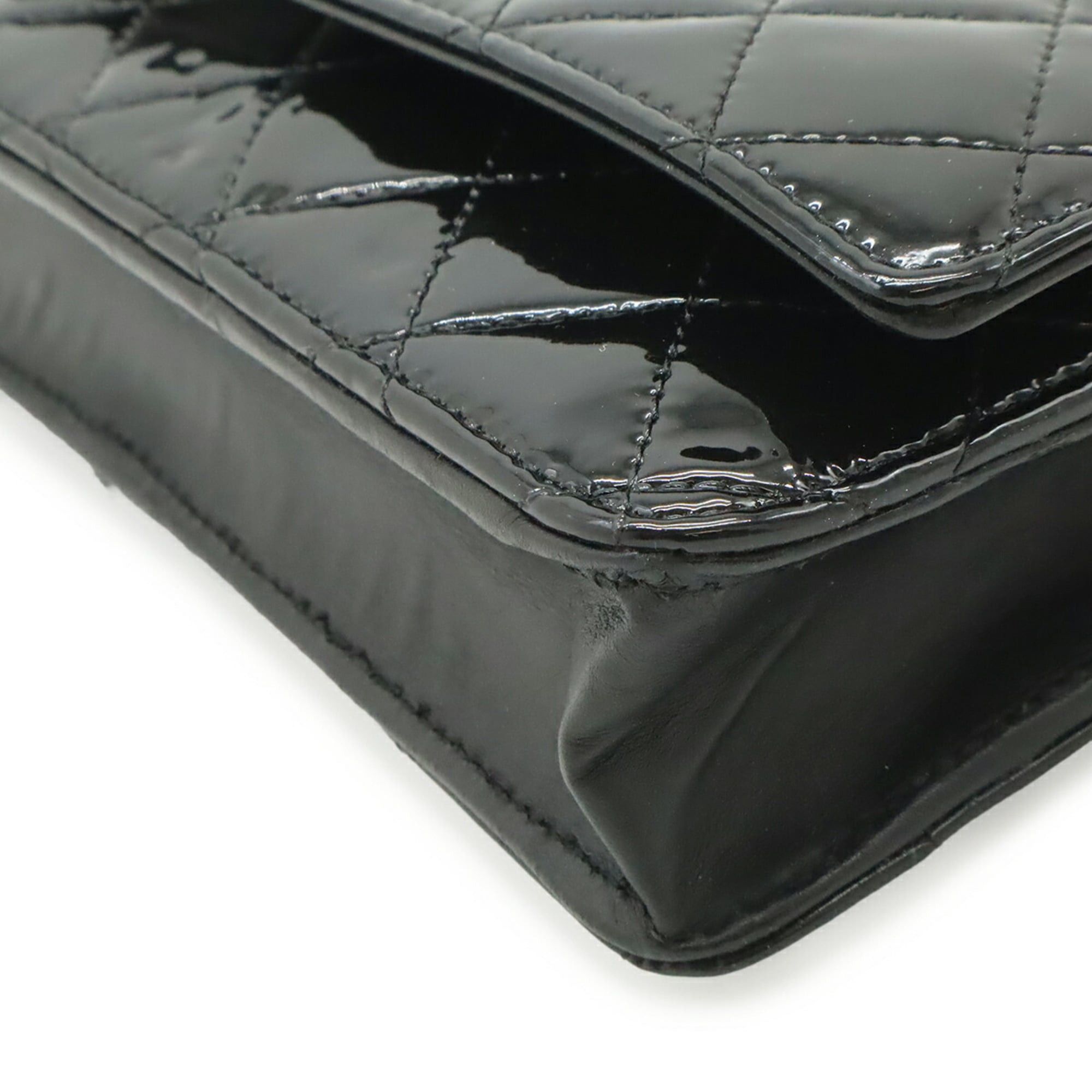 Chanel CHANEL Matelassé Coco Mark Wallet Chain Shoulder Bag Enamel Patent Leather Black A33814 Size ONE SIZE - 4 Thumbnail