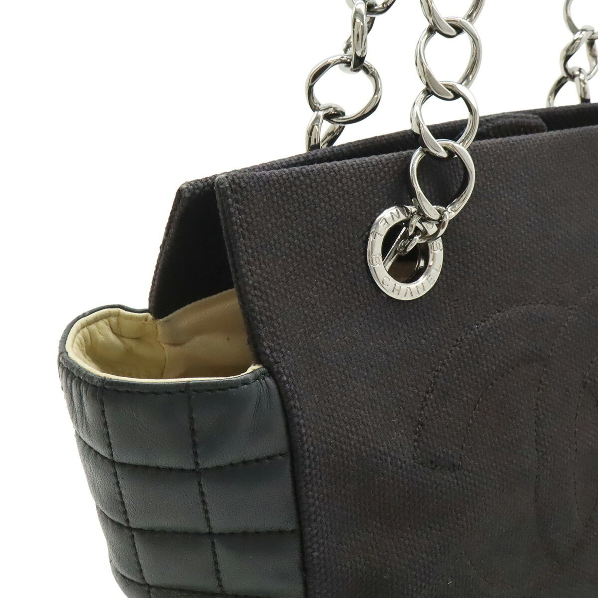 Chanel CHANEL Chocolate Bar Chain Tote Bag, Handbag, Quilted Net Canvas Leather, Black Size ONE SIZE - 5 Thumbnail