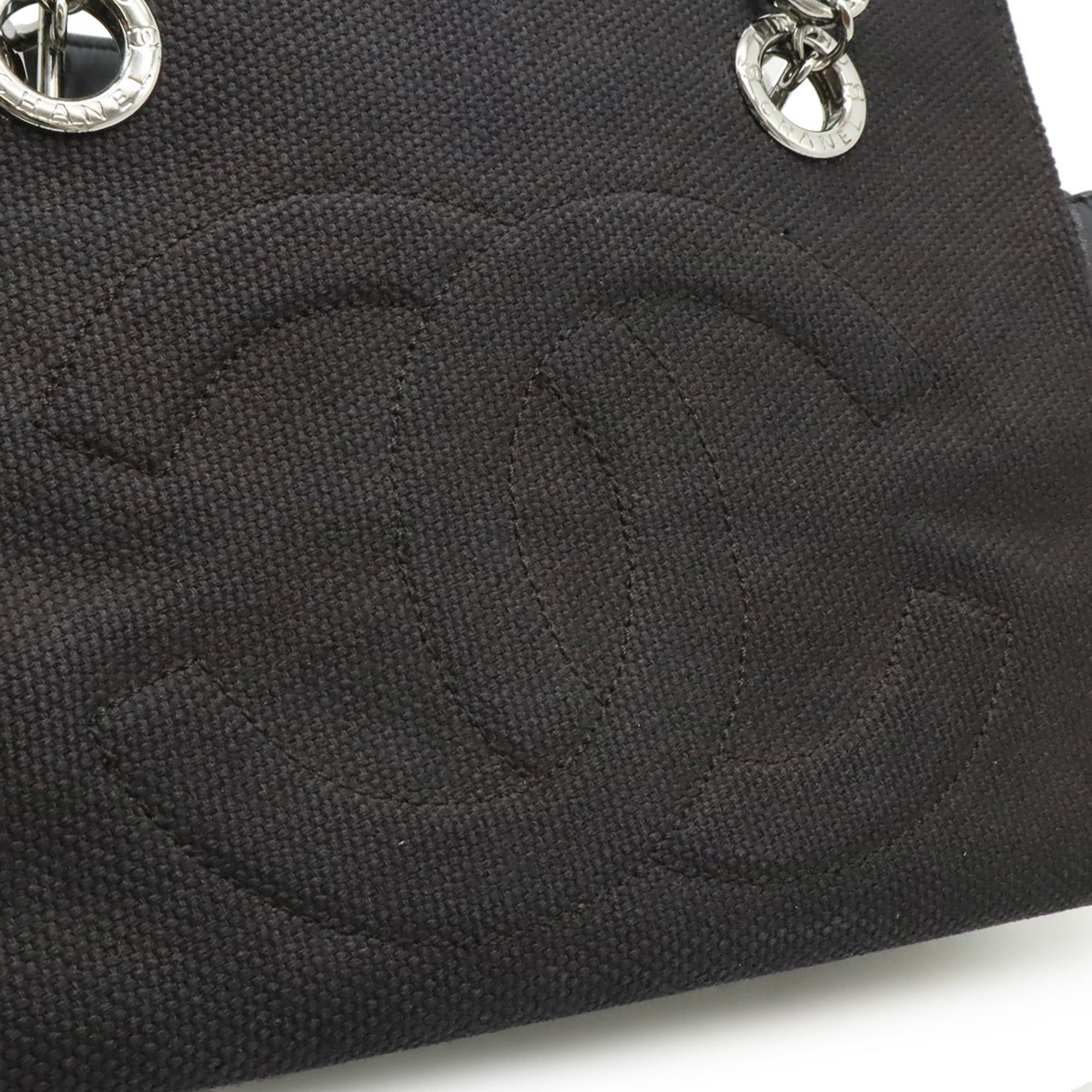 Chanel CHANEL Chocolate Bar Chain Tote Bag, Handbag, Quilted Net Canvas Leather, Black Size ONE SIZE - 10 Thumbnail