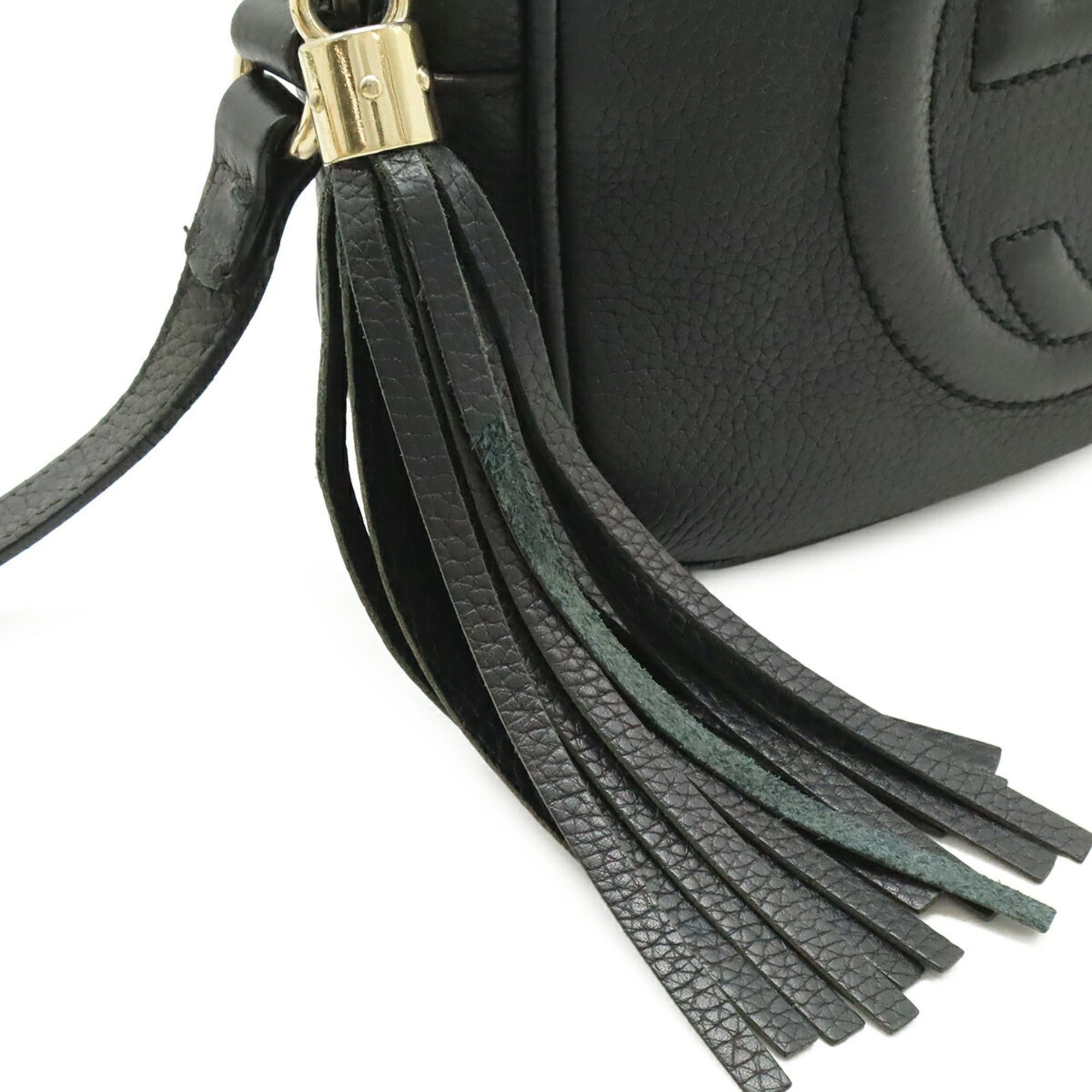 Gucci GUCCI Soho Small Disco Tassel Shoulder Bag Pouch Leather Black 308364 Size ONE SIZE - 10 Thumbnail