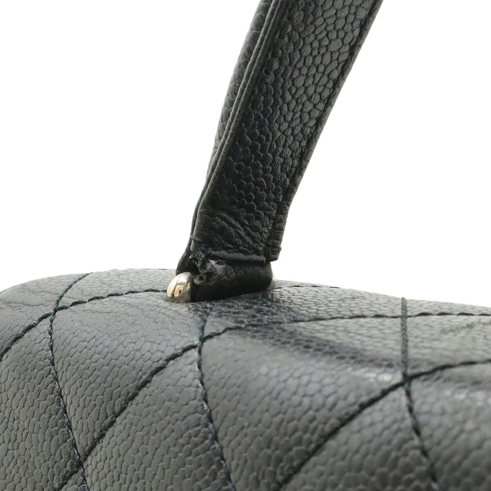 Chanel CHANEL Matelassé Coco Mark Handbag Flap Bag Caviar Leather Black A12397 Size ONE SIZE - 9 Thumbnail