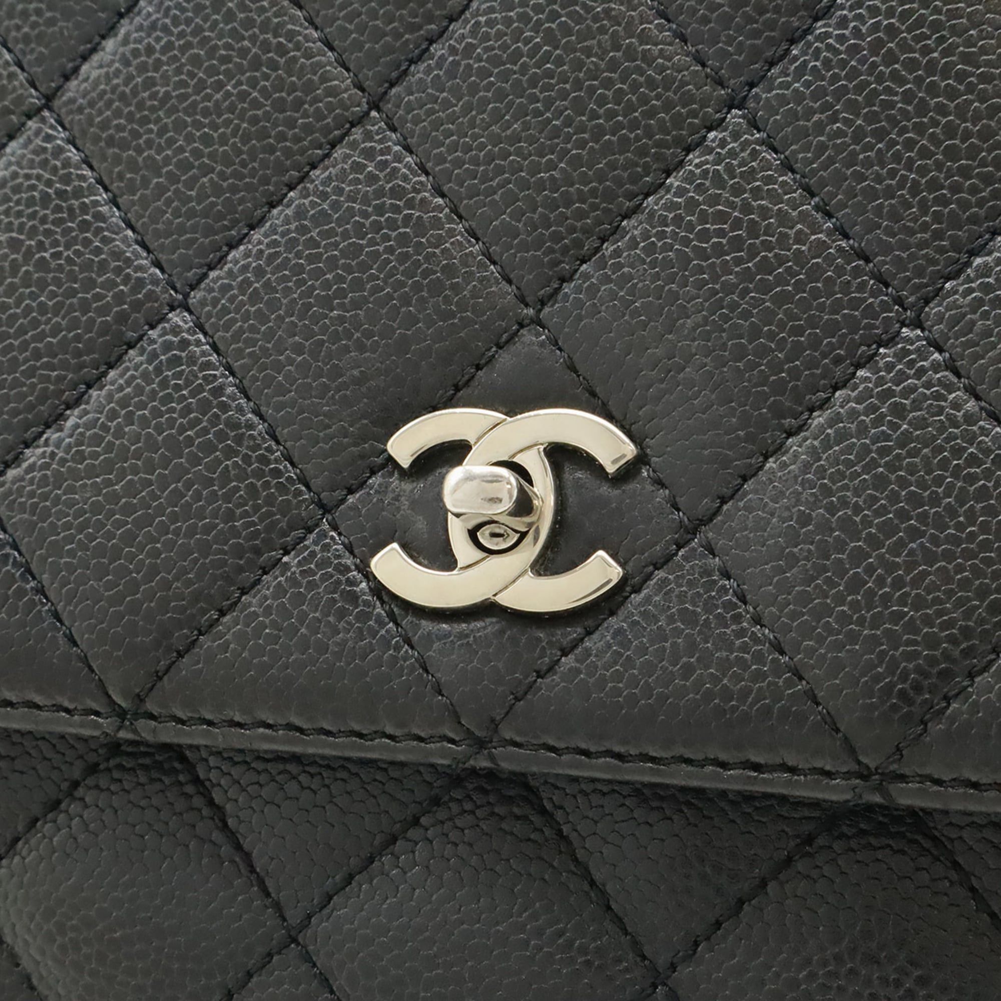 Chanel CHANEL Matelassé Coco Mark Handbag Flap Bag Caviar Leather Black A12397 Size ONE SIZE - 8 Thumbnail