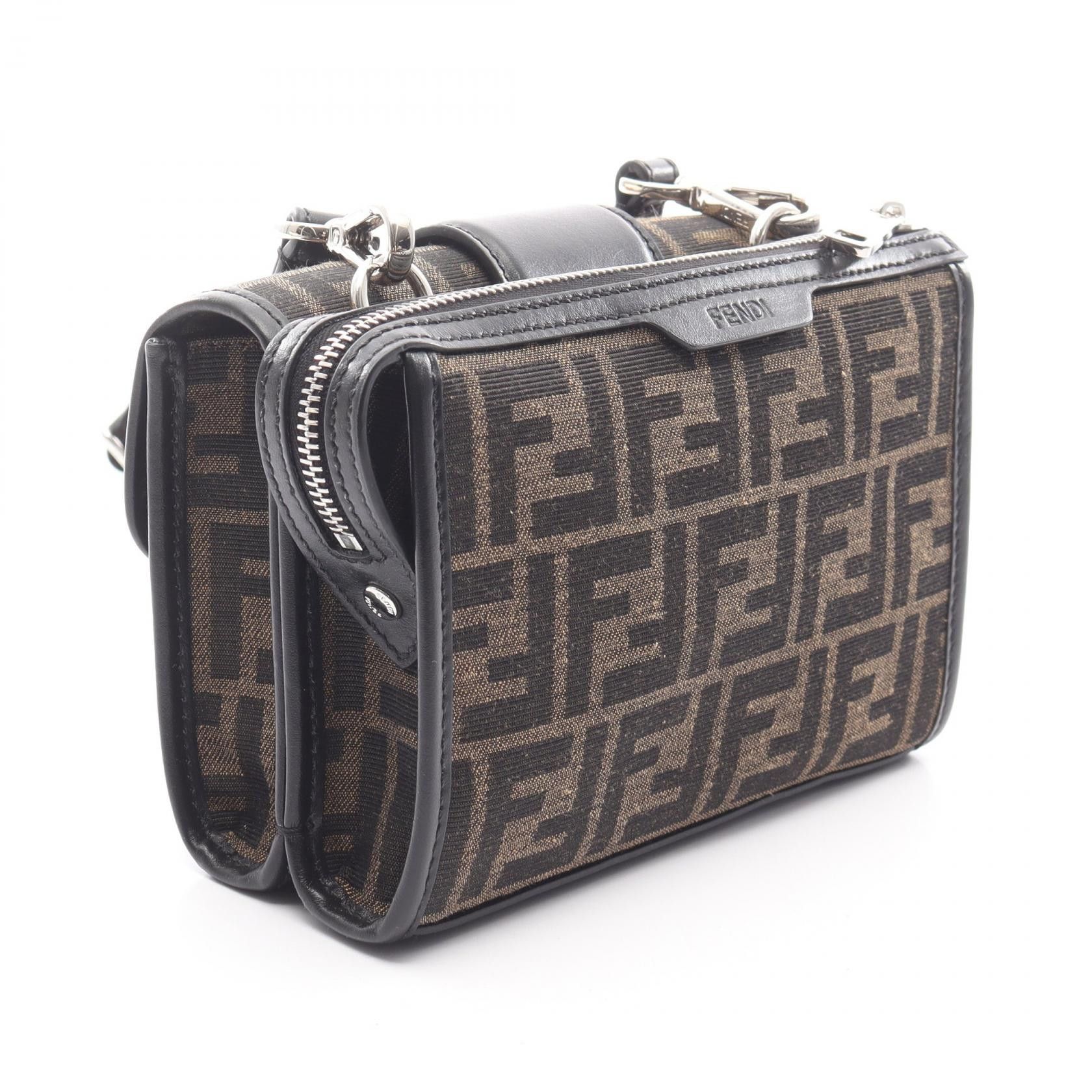 Fendi Fendi Fendi Double Baguette Canvas Leather Shoulder Bag Textile Shoulder Bag 7VA649ALWKF0L3T DUTY FREE for USA Size ONE SIZE - 2 Thumbnail