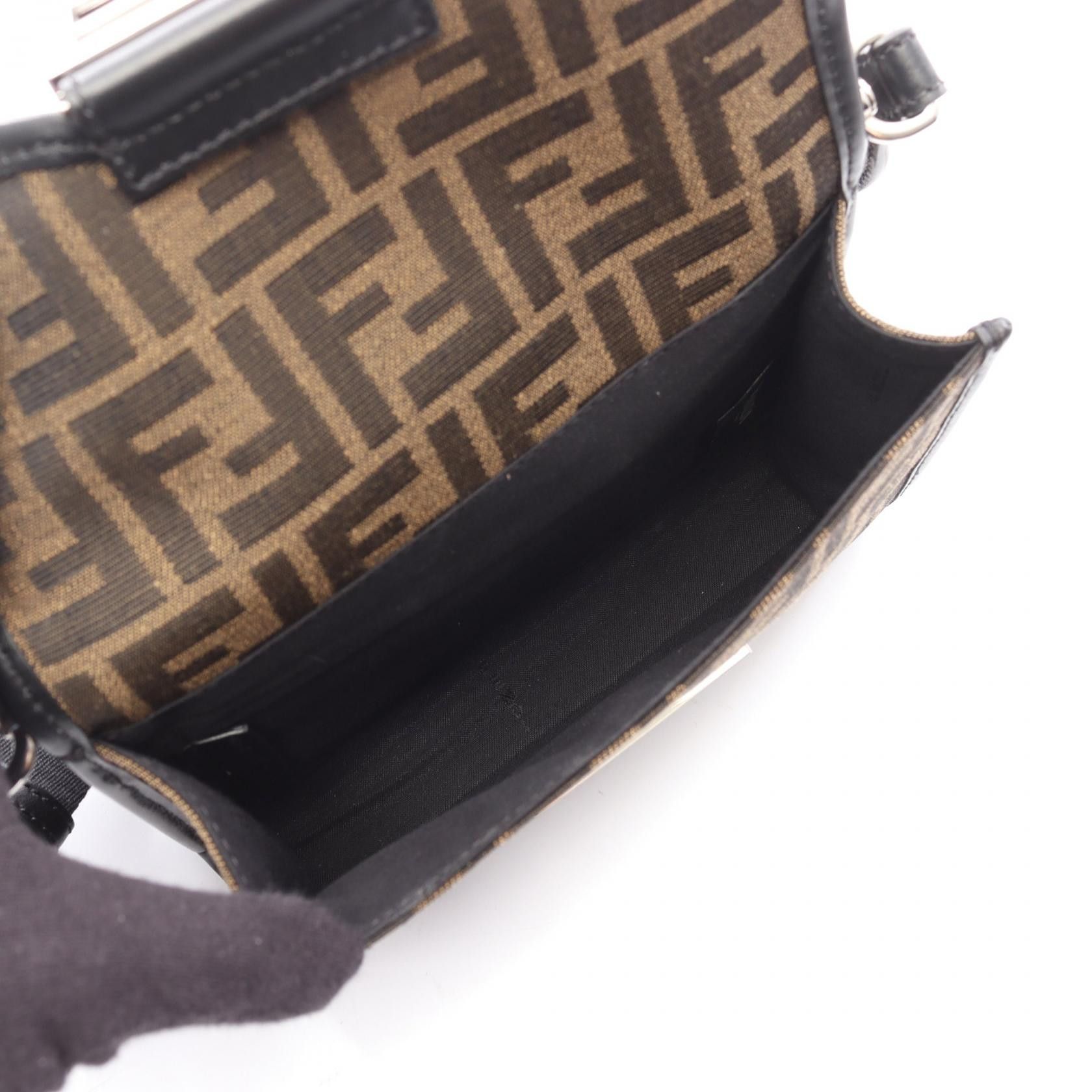 Fendi Fendi Fendi Double Baguette Canvas Leather Shoulder Bag Textile Shoulder Bag 7VA649ALWKF0L3T DUTY FREE for USA Size ONE SIZE - 3 Thumbnail