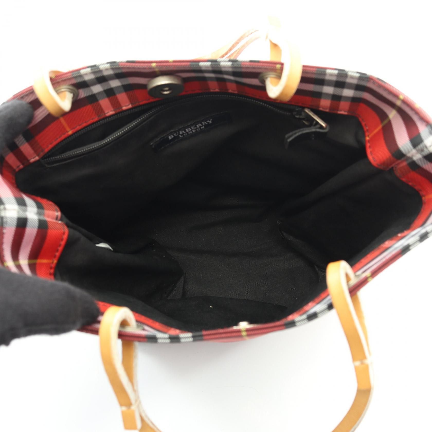 Burberry Burberry Burberry Check Canvas Leather Handbag Textile Handbag DUTY FREE for USA Size ONE SIZE - 3 Thumbnail