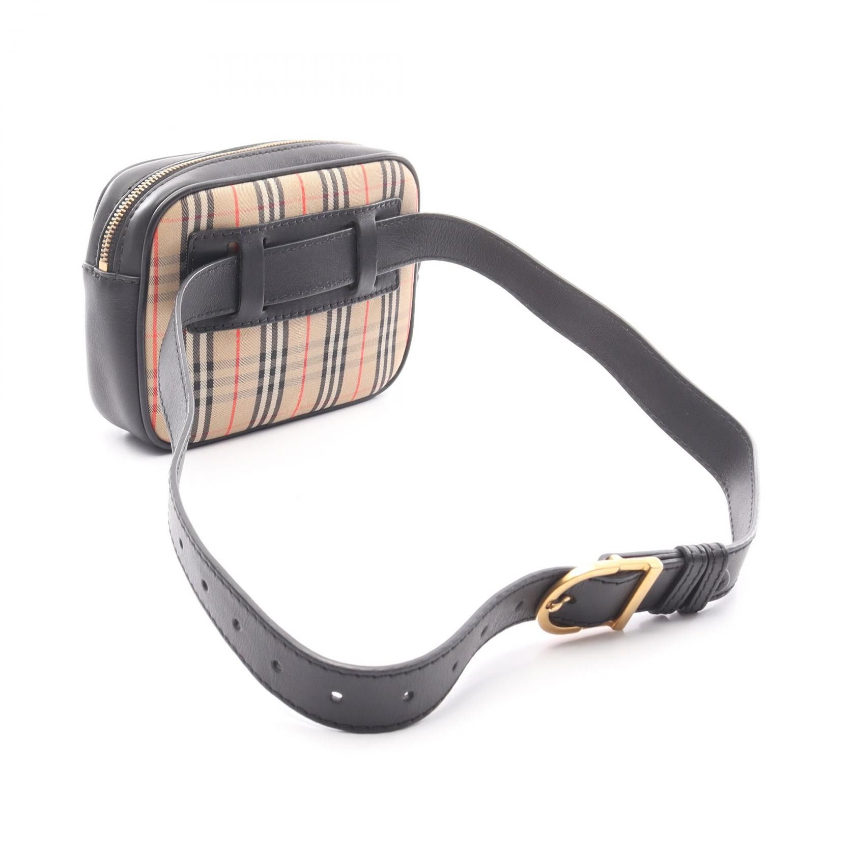 Burberry Burberry Burberry Check Link Canvas Leather Waist Bag Leather Belt Bag DUTY FREE for USA Size ONE SIZE - 2 Thumbnail