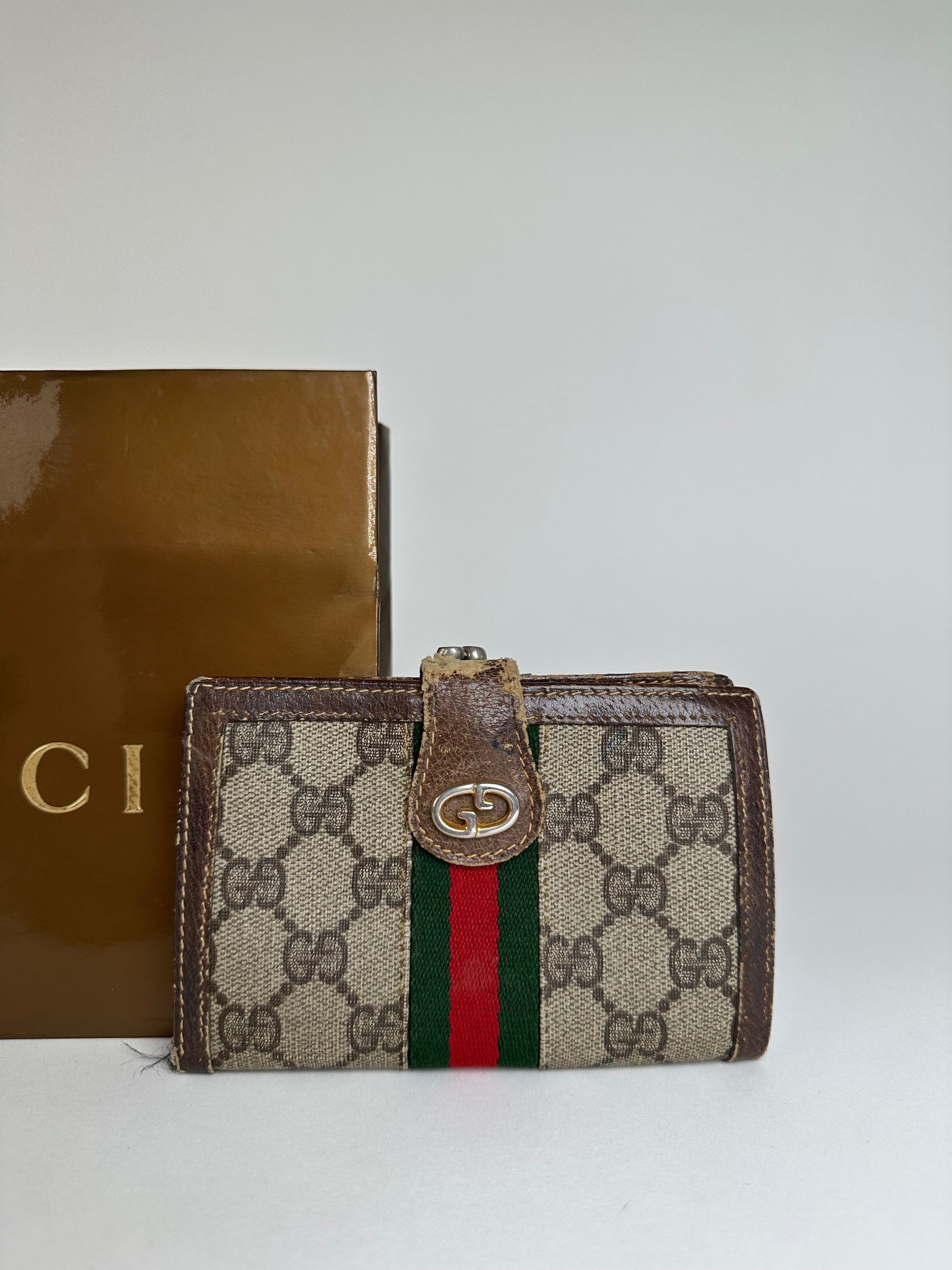 Gucci Vintage GG Canvas Bifold Wallet Beige Brown Size ONE SIZE - 7 Thumbnail