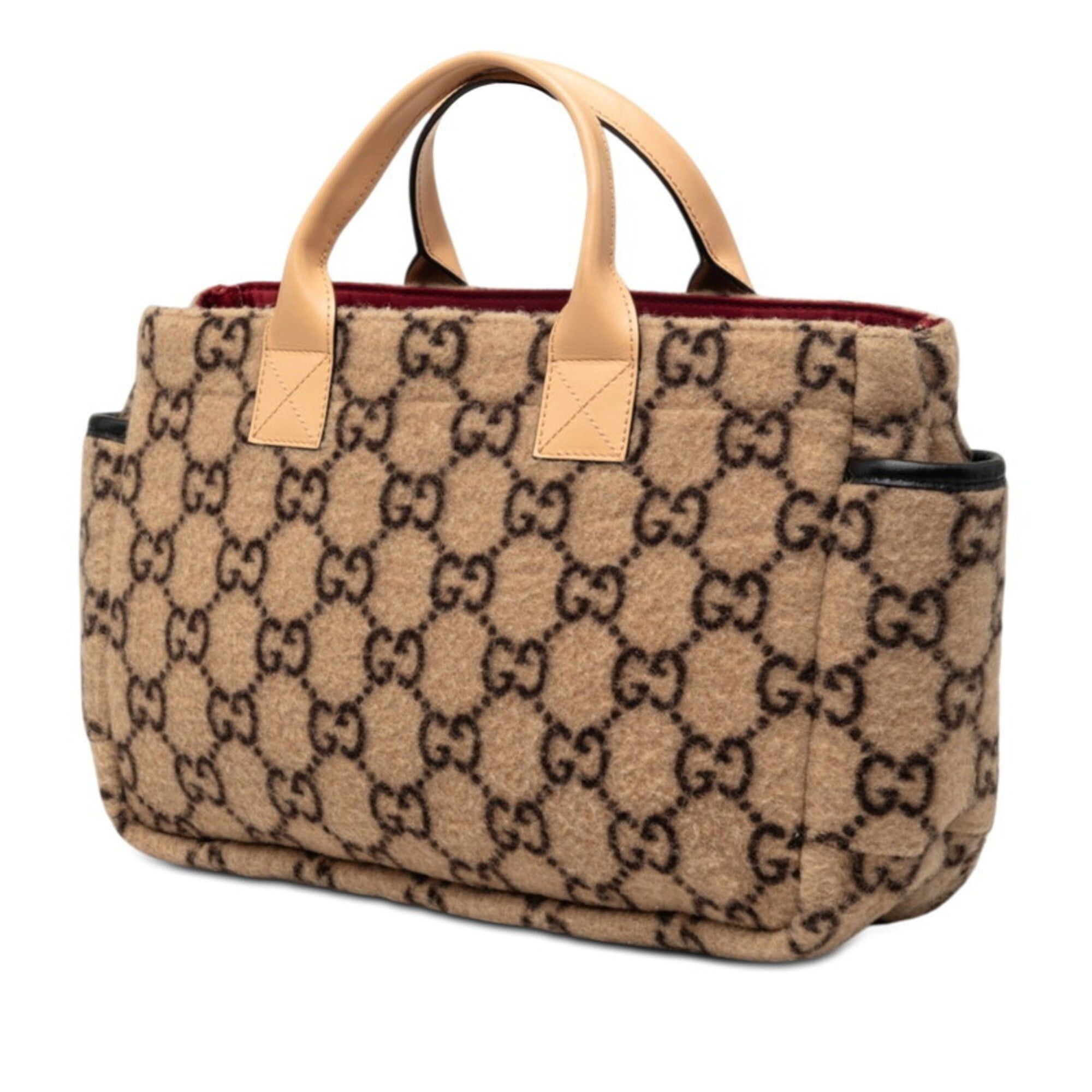 Gucci Gucci GG Wool Handbag Mini Tote Bag 628159 Beige Black Leather Women's GUCCI Size ONE SIZE - 2 Thumbnail