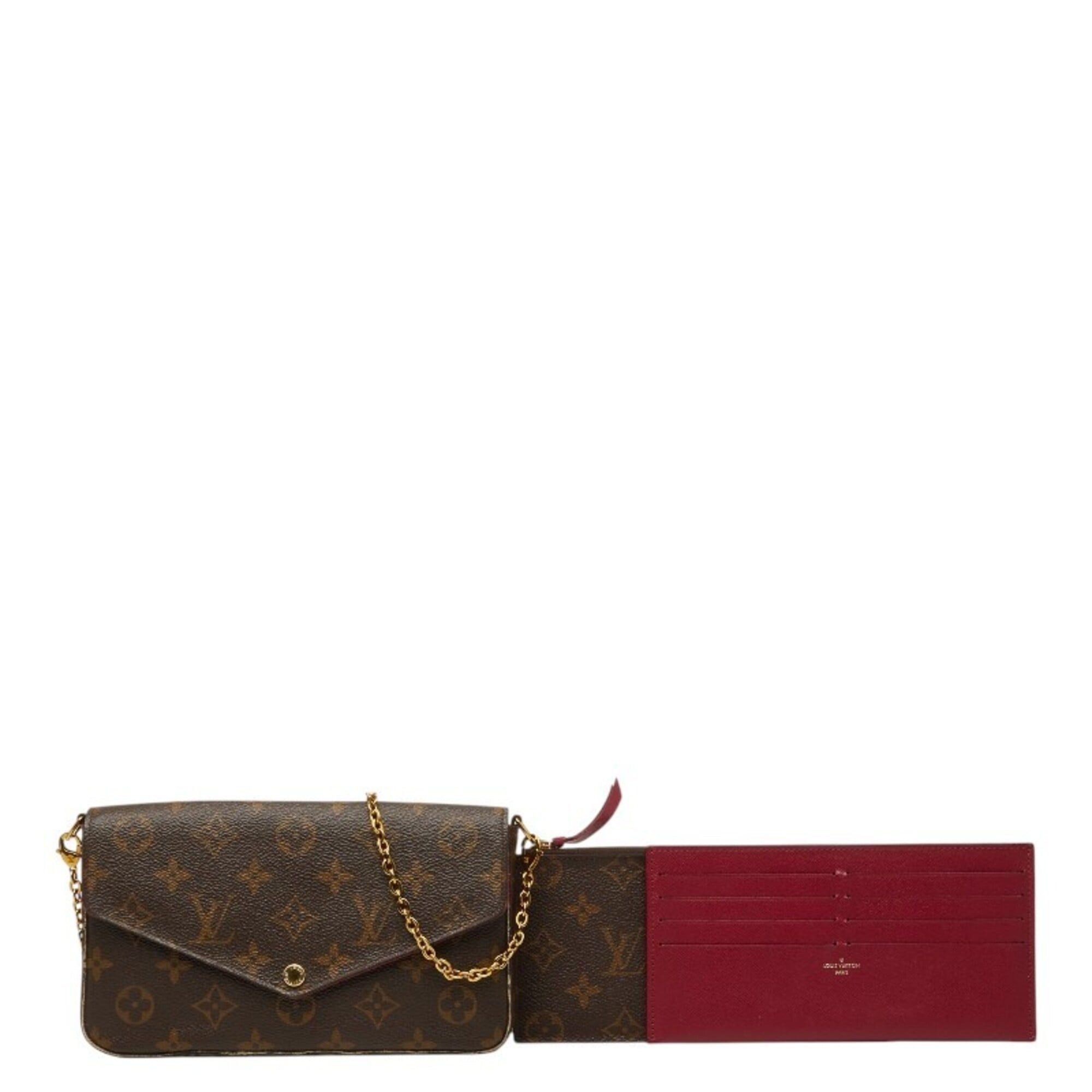 Louis Vuitton Louis Vuitton Monogram Pochette Felicie Chain Shoulder Bag Wallet M61276 Brown Fuchsia Leather Women's LOUIS VUITTON Size ONE SIZE - 11 Thumbnail
