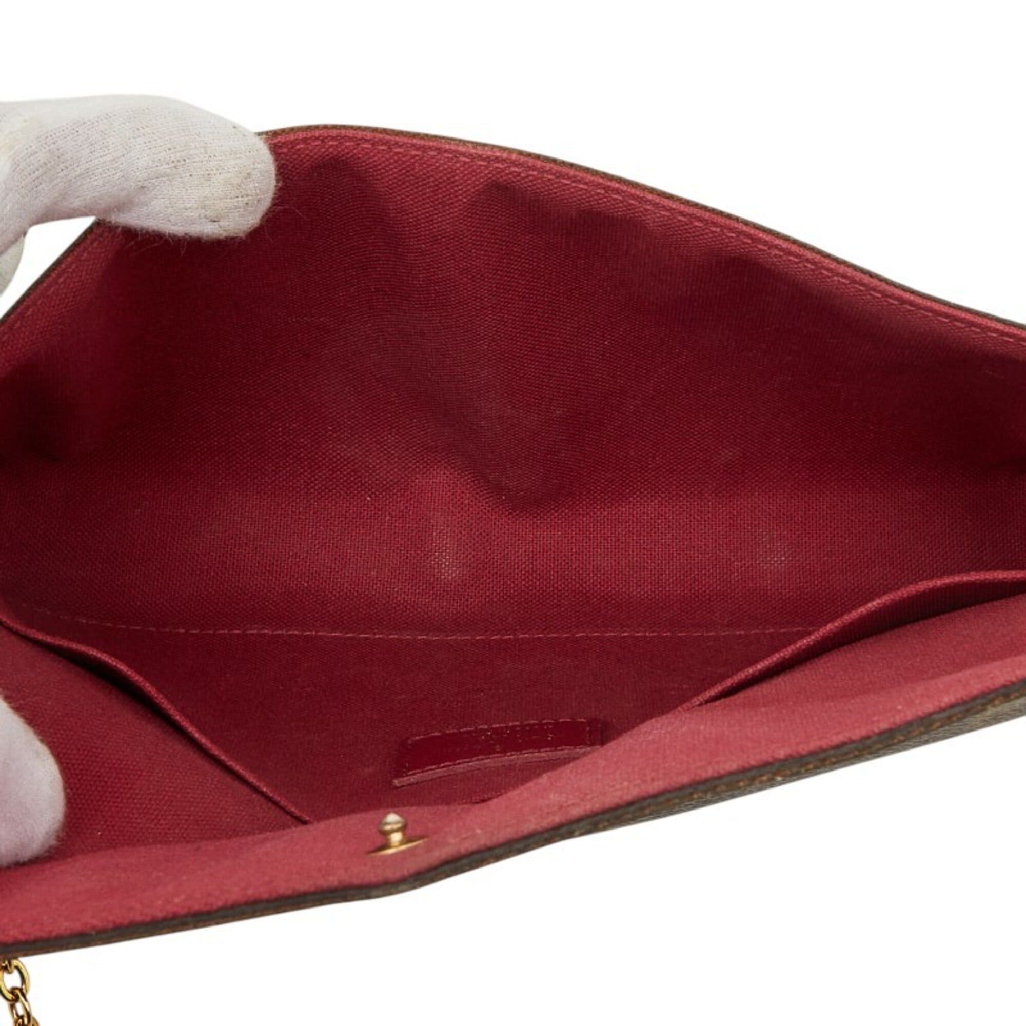 Louis Vuitton Louis Vuitton Monogram Pochette Felicie Chain Shoulder Bag Wallet M61276 Brown Fuchsia Leather Women's LOUIS VUITTON Size ONE SIZE - 8 Thumbnail