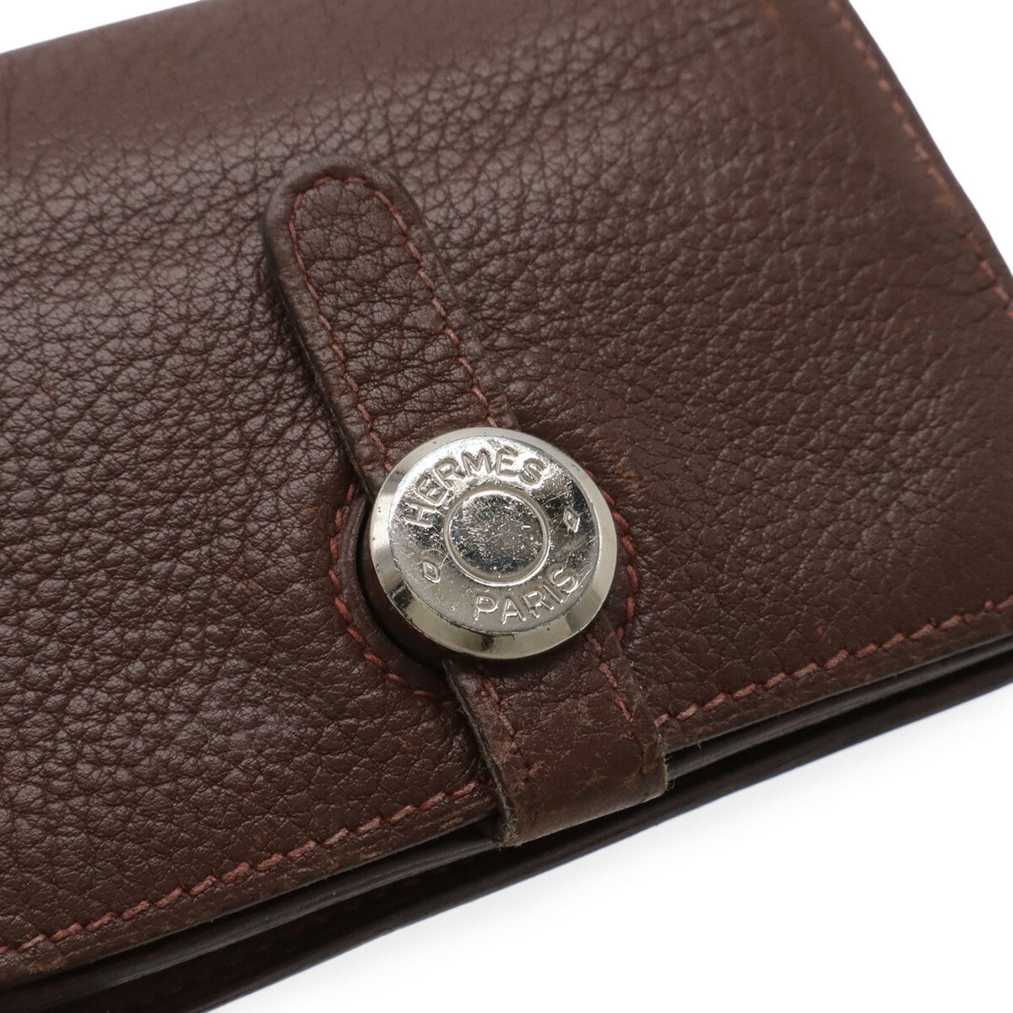 Hermes HERMES Dogon Card Wallet/Coin Purse, Togo Leather, Brown, □C Stamp Size ONE SIZE - 5 Thumbnail