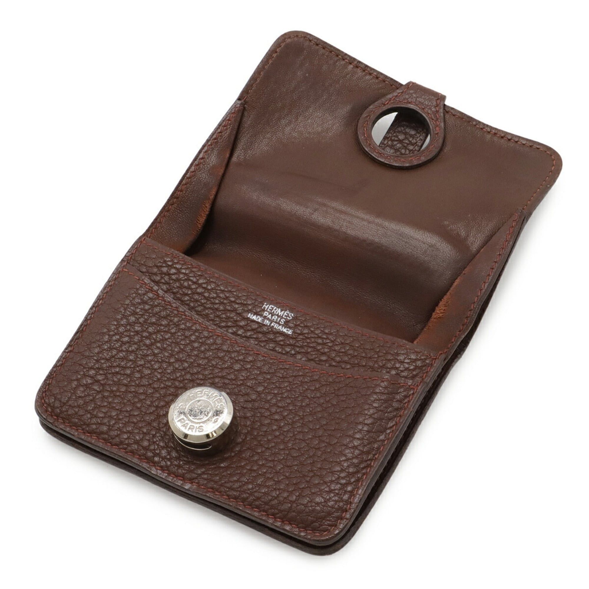 Hermes HERMES Dogon Card Wallet/Coin Purse, Togo Leather, Brown, □C Stamp Size ONE SIZE - 6 Thumbnail