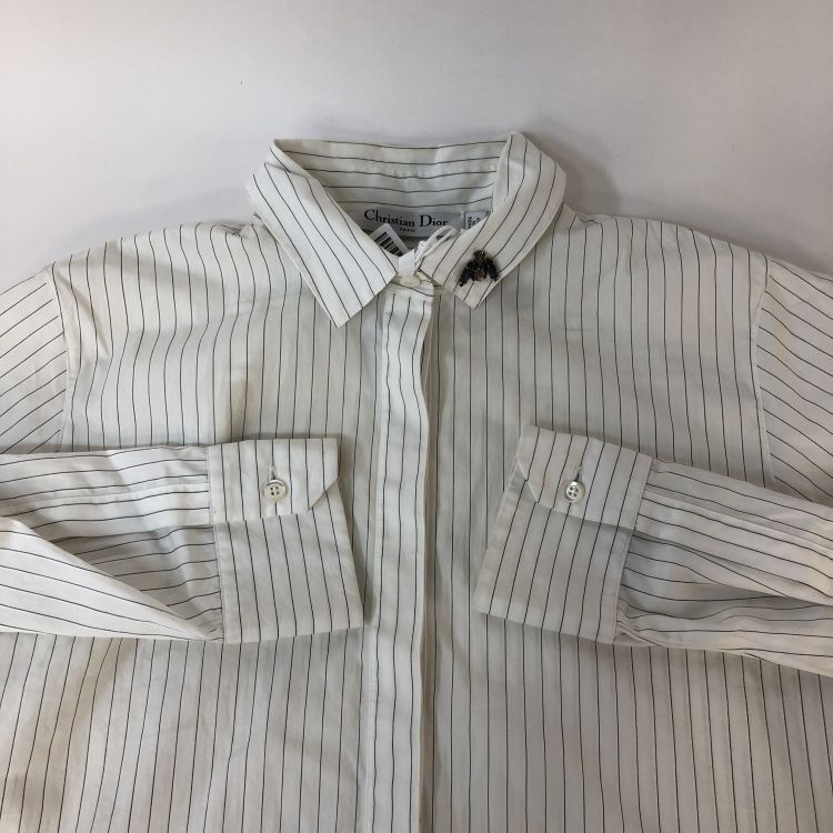 Christian Dior Monsieur Christian Dior Bee Pinstripe Button Up Shirt Size 36 Size XS / US 0-2 / IT 36-38 - 9 Thumbnail