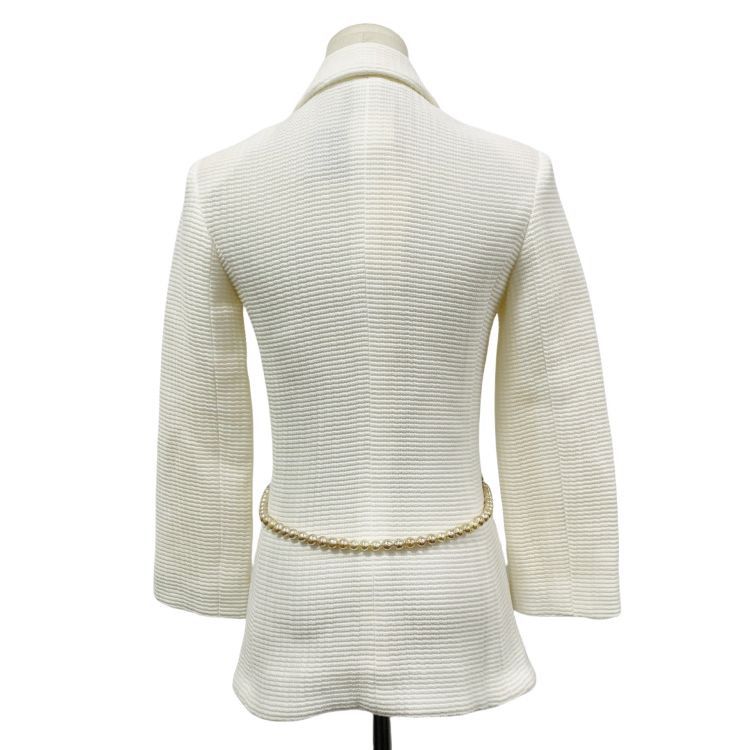 Chanel Chanel White Pearl Button Textured Blazer Size 34 Size XS / US 0-2 / IT 36-38 - 2 Thumbnail
