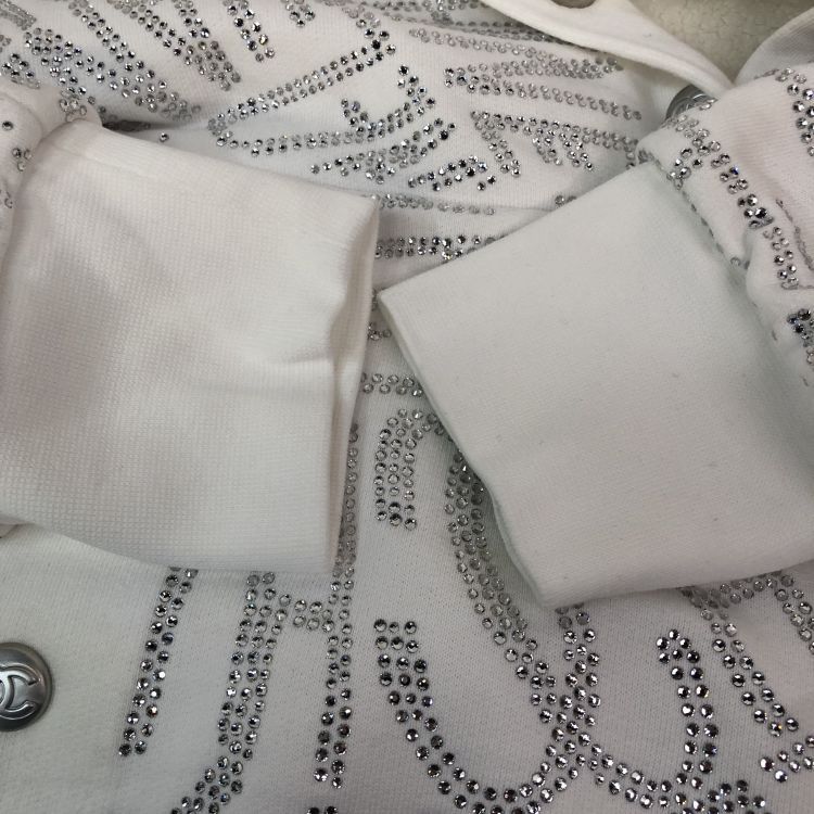 Chanel Chanel White Rhinestone Logo Sweatshirt Size 38 Size XS / US 0-2 / IT 36-38 - 12 Thumbnail