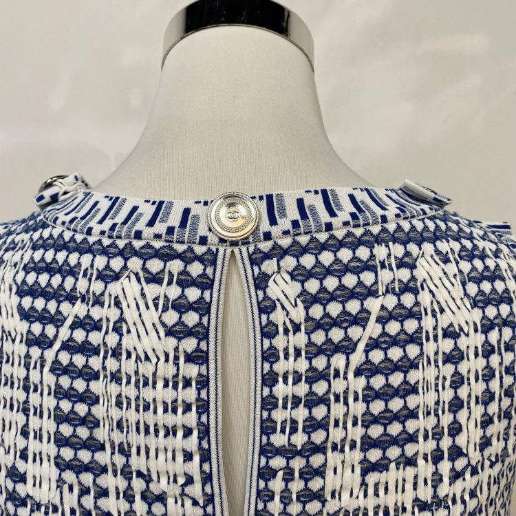 Chanel Chanel Blue White Patterned Midi Dress 36 Size XS / US 0-2 / IT 36-38 - 8 Thumbnail