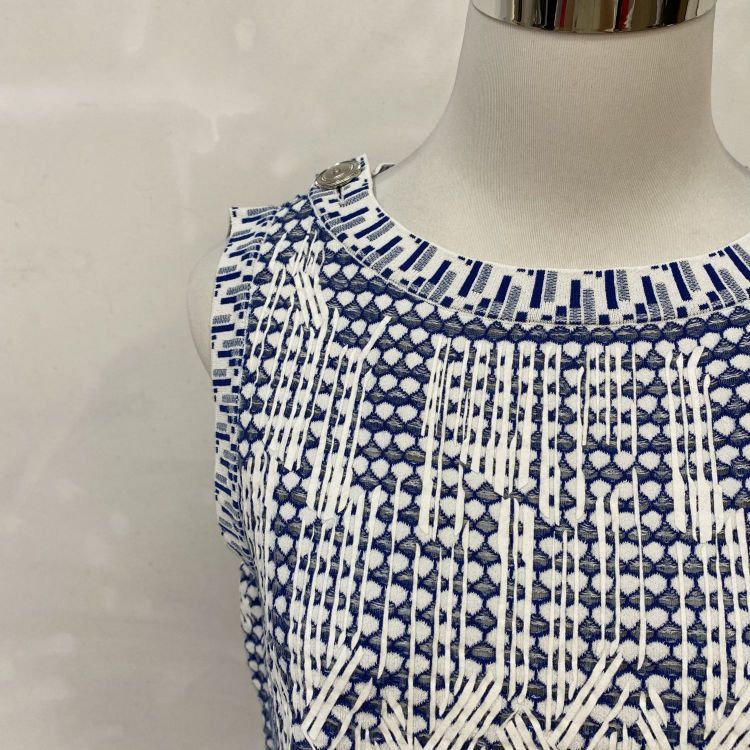 Chanel Chanel Blue White Patterned Midi Dress 36 Size XS / US 0-2 / IT 36-38 - 5 Thumbnail