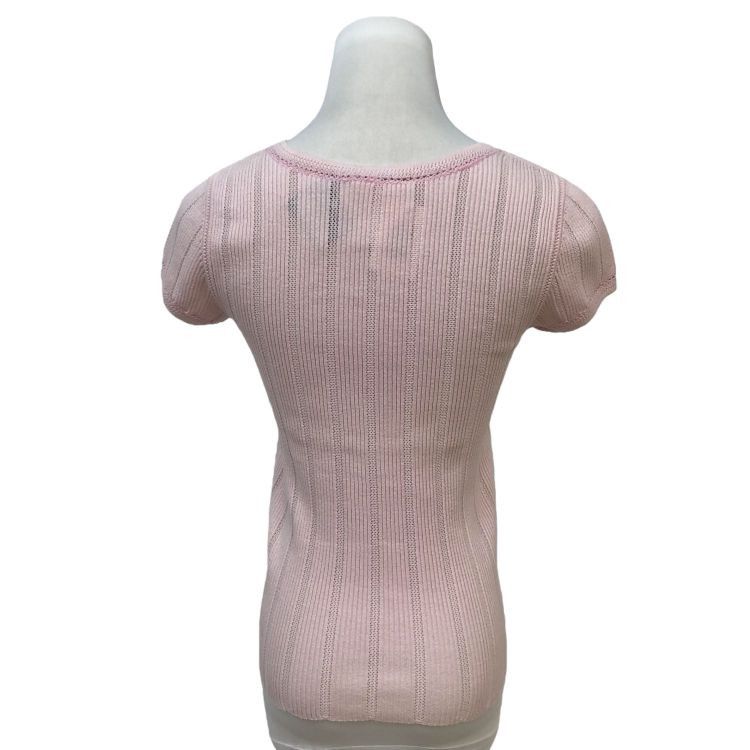Chanel Chanel Pink Ribbed Short Sleeve Top Size 38 Size S / US 4 / IT 40 - 2 Thumbnail