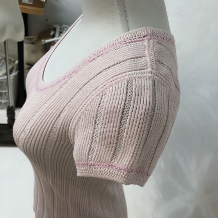 Chanel Chanel Pink Ribbed Short Sleeve Top Size 38 Size S / US 4 / IT 40 - 7 Thumbnail
