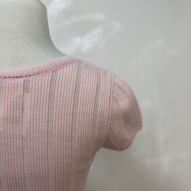 Chanel Chanel Pink Ribbed Short Sleeve Top Size 38 Size S / US 4 / IT 40 - 8 Thumbnail