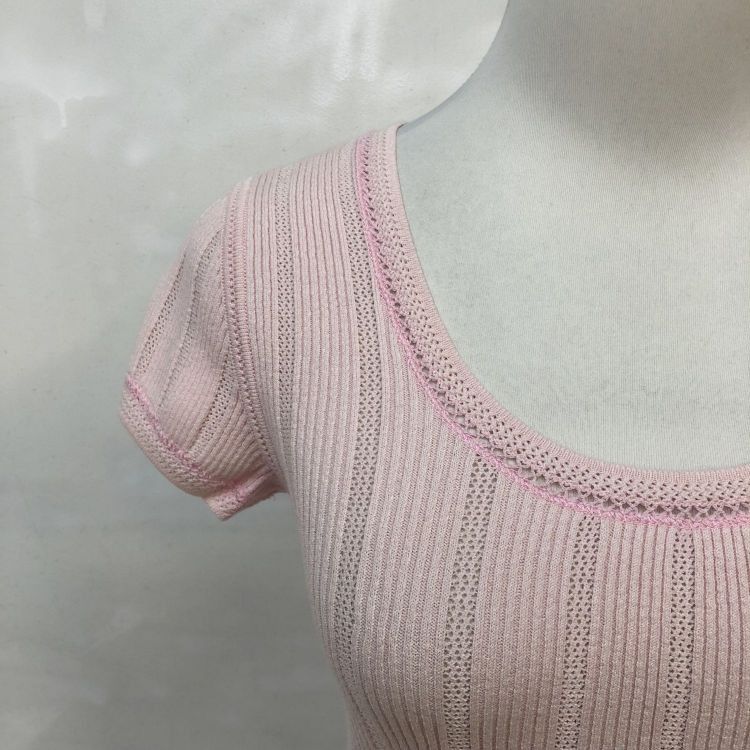 Chanel Chanel Pink Ribbed Short Sleeve Top Size 38 Size S / US 4 / IT 40 - 6 Thumbnail