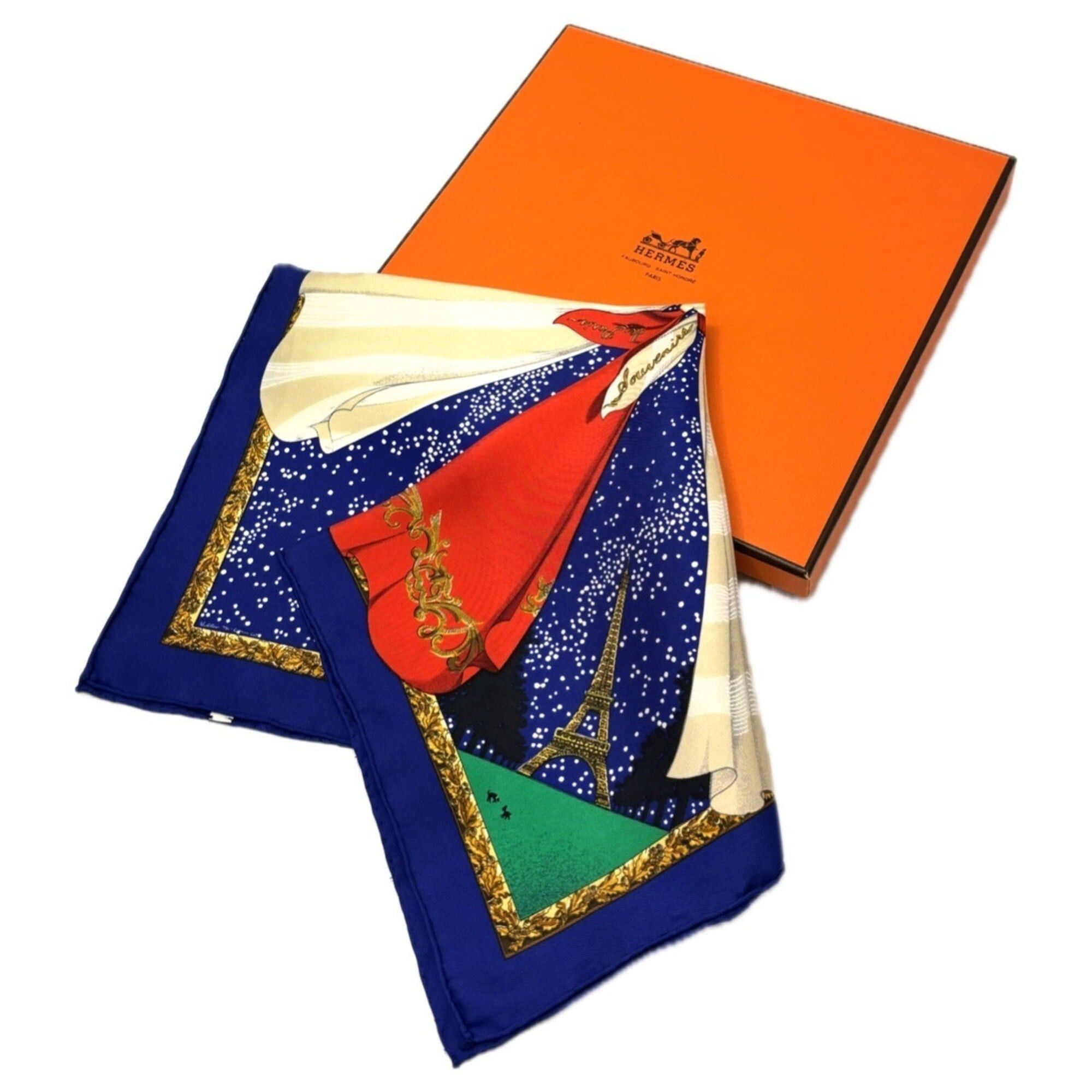 Hermes Hermes Carre 45 "Memories of Paris" Silk Petit Scarf/Muffler Size ONE SIZE - 3 Thumbnail