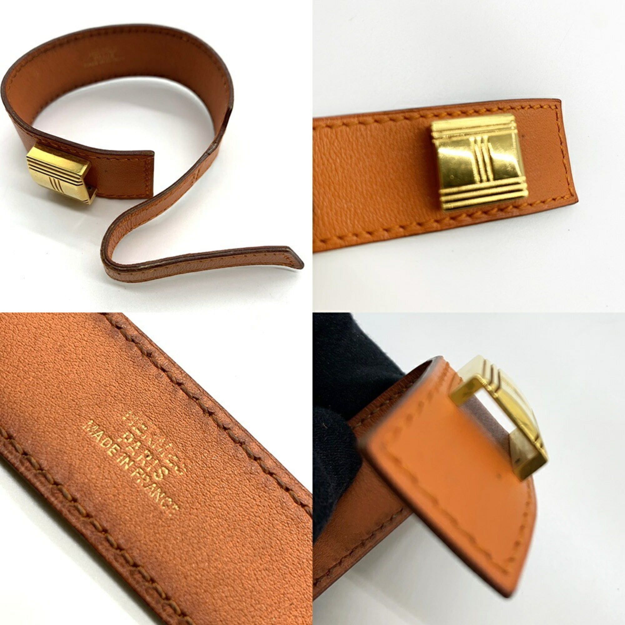 Hermes Hermes Artemis Bracelet, Orange Leather, □D Stamp, Women's HERMES Size ONE SIZE - 3 Thumbnail