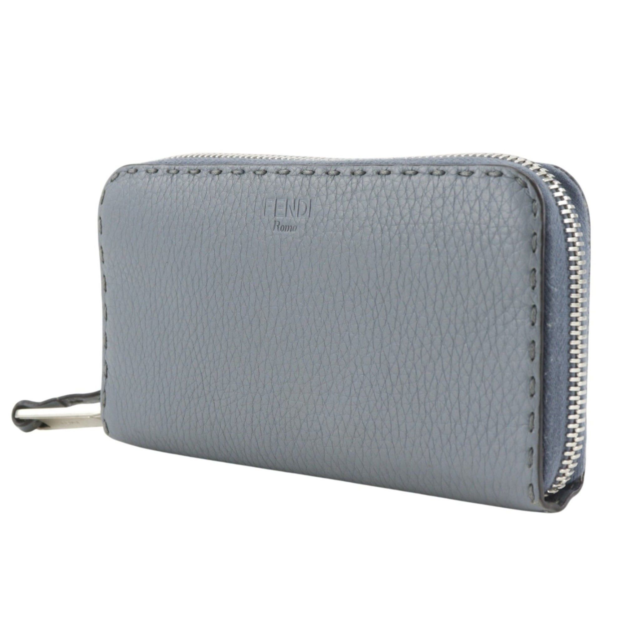 Fendi Fendi Round Zip Long Wallet Selleria 8M0374 Leather Light Blue Around Women's Size ONE SIZE - 2 Thumbnail