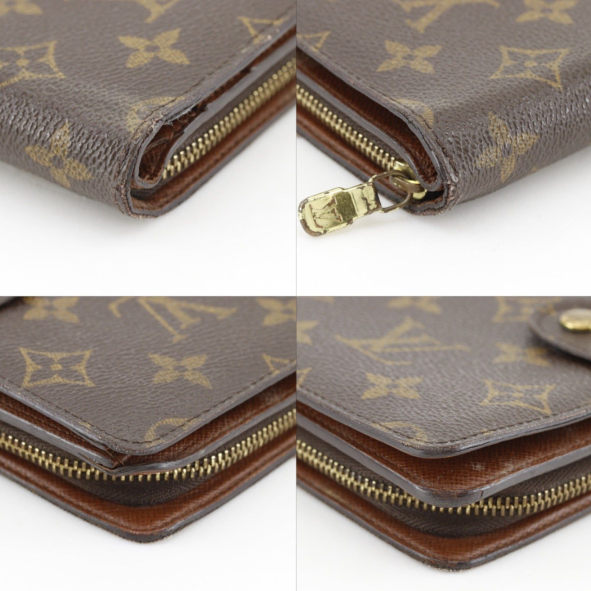 Louis Vuitton Louis Vuitton Porte Papier Zip Bi-fold Wallet M61207 Monogram Canvas 2002 Brown SP0012 Snap Button Women's Size ONE SIZE - 4 Thumbnail