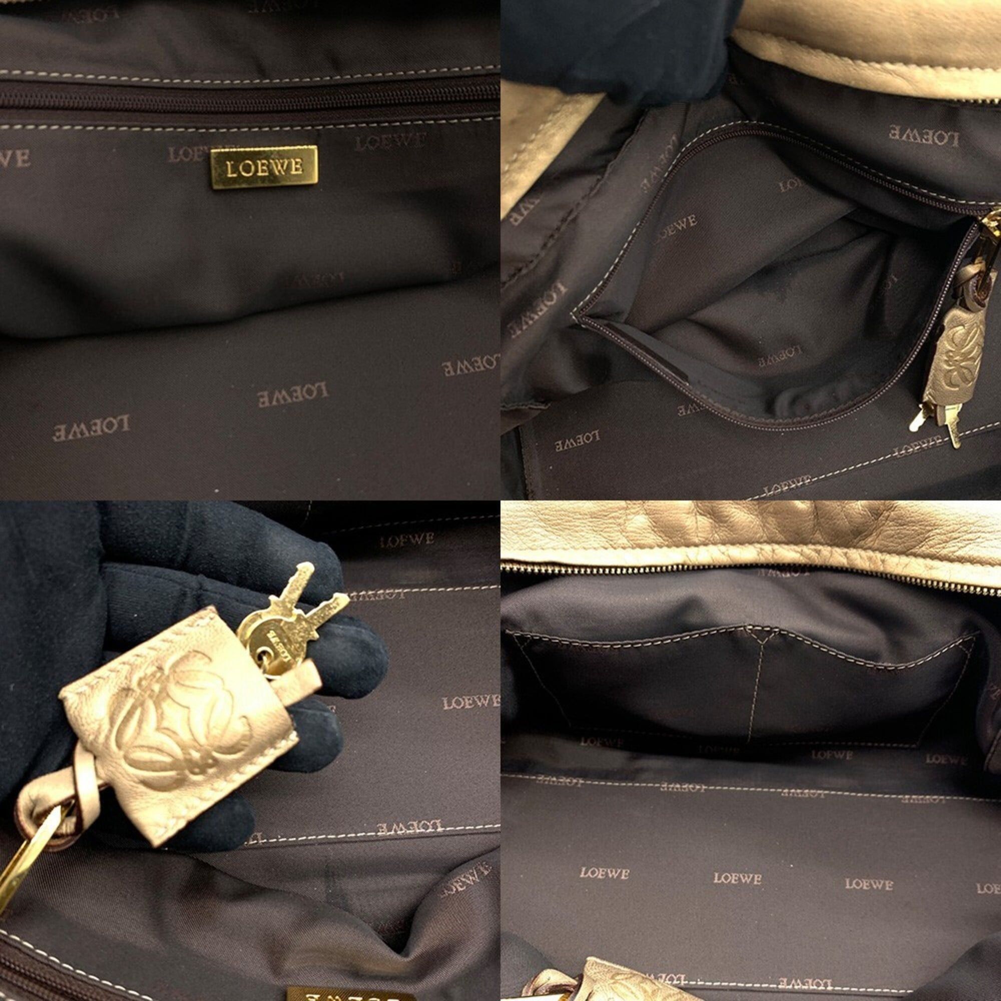 Loewe Loewe Amazona 28 Handbag Mini Boston Leather Gold LOEWE Size ONE SIZE - 8 Thumbnail