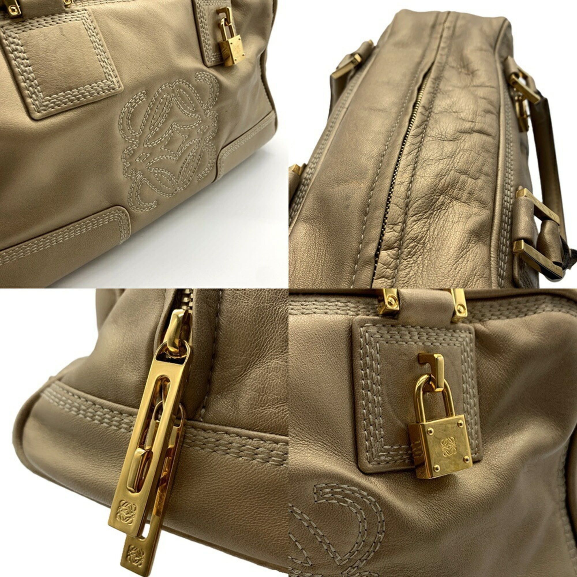 Loewe Loewe Amazona 28 Handbag Mini Boston Leather Gold LOEWE Size ONE SIZE - 5 Thumbnail