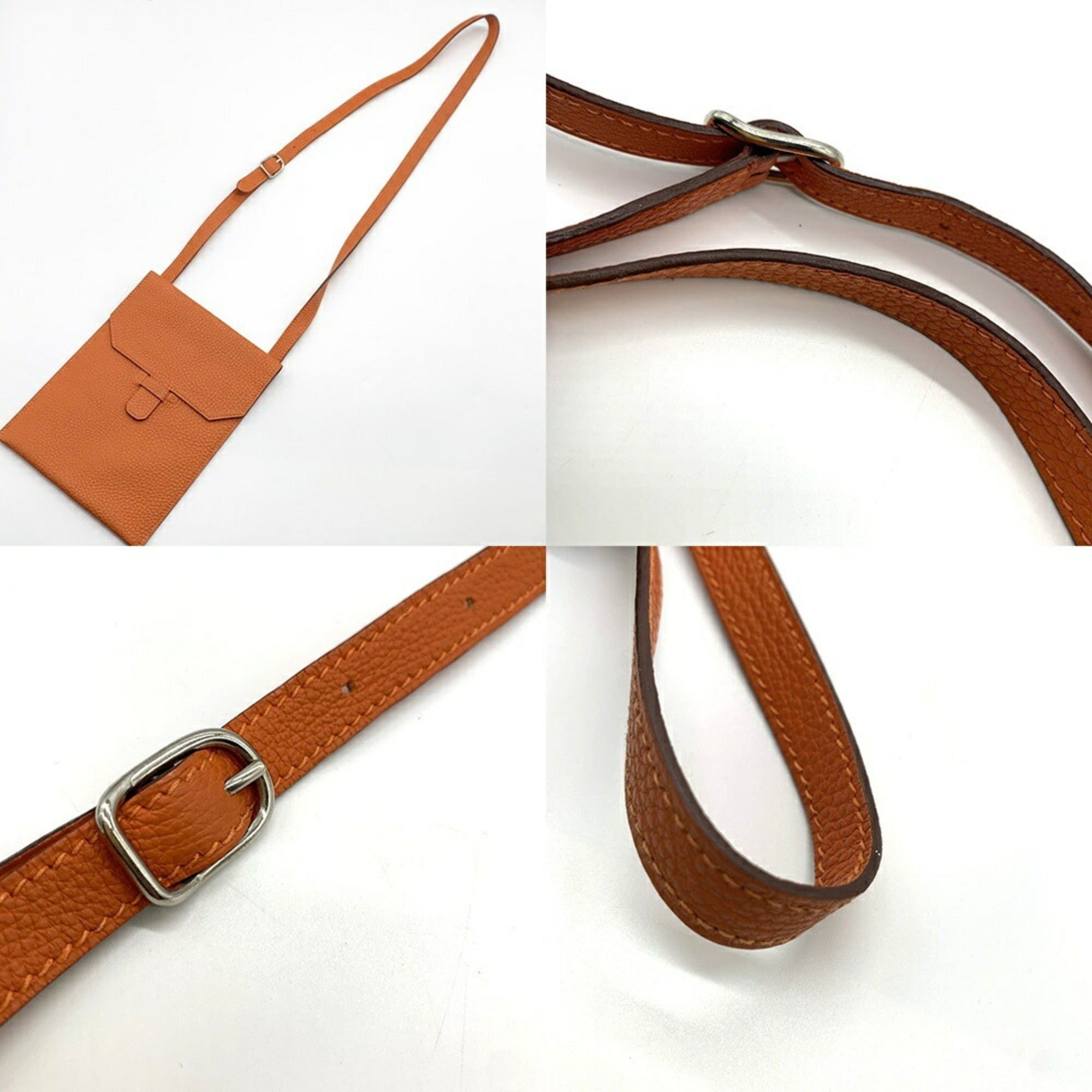 Hermes Hermes Shoulder Bag Amelie Orange Leather Togo □D Stamp Crossbody Women's Men's HERMES Size ONE SIZE - 5 Thumbnail