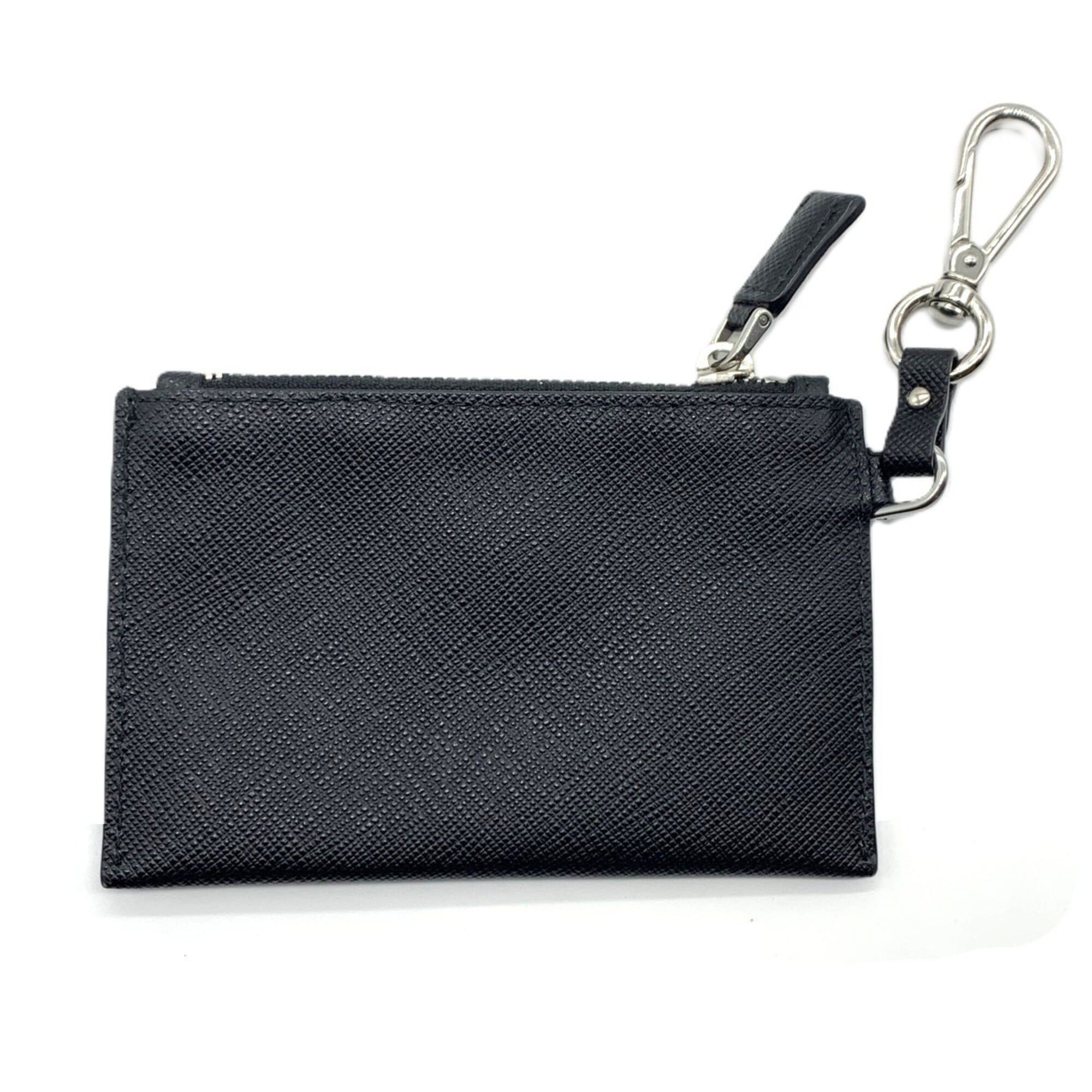 Prada Prada Saffiano Keychain & Coin Case Card Triangle Black PRADA Size ONE SIZE - 2 Thumbnail