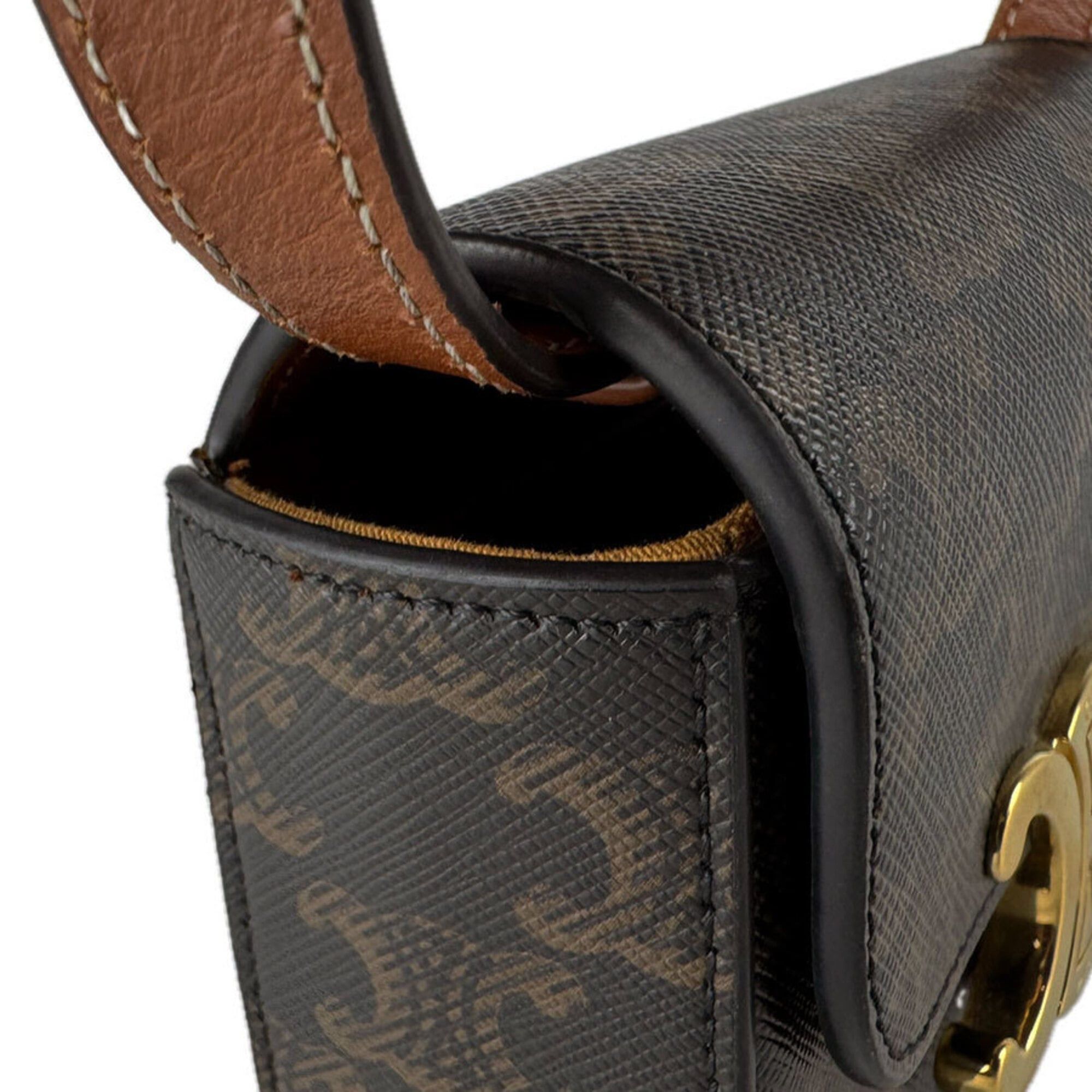Celine Celine Triomphe Mini Claude Shoulder Bag, Coated Canvas, Brown, Women's, z9713 Size ONE SIZE - 6 Thumbnail